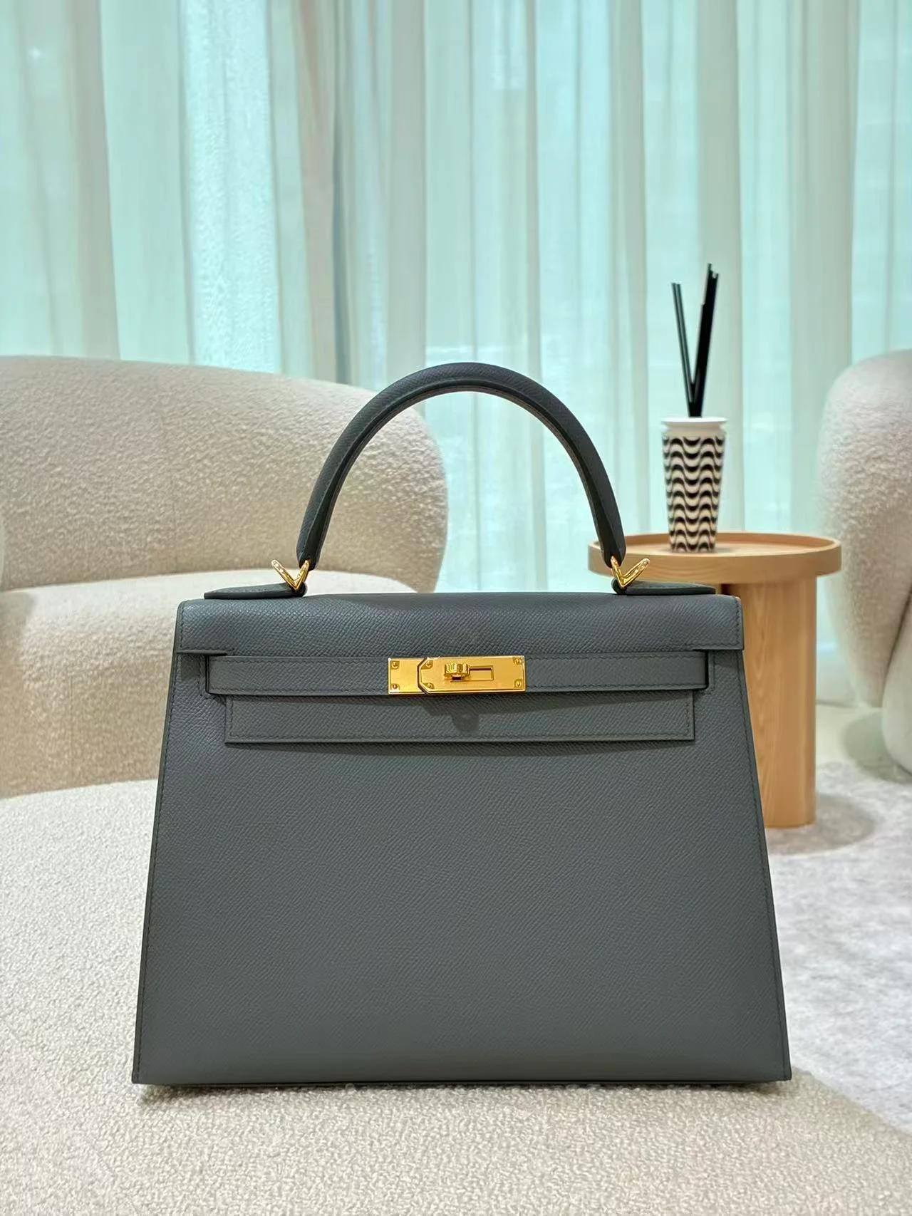 Brand New ( Rank N ) HERMÈS Kelly 28 Sellier Vert Amande (63) Epsom Gold hardware G (2026) - 5