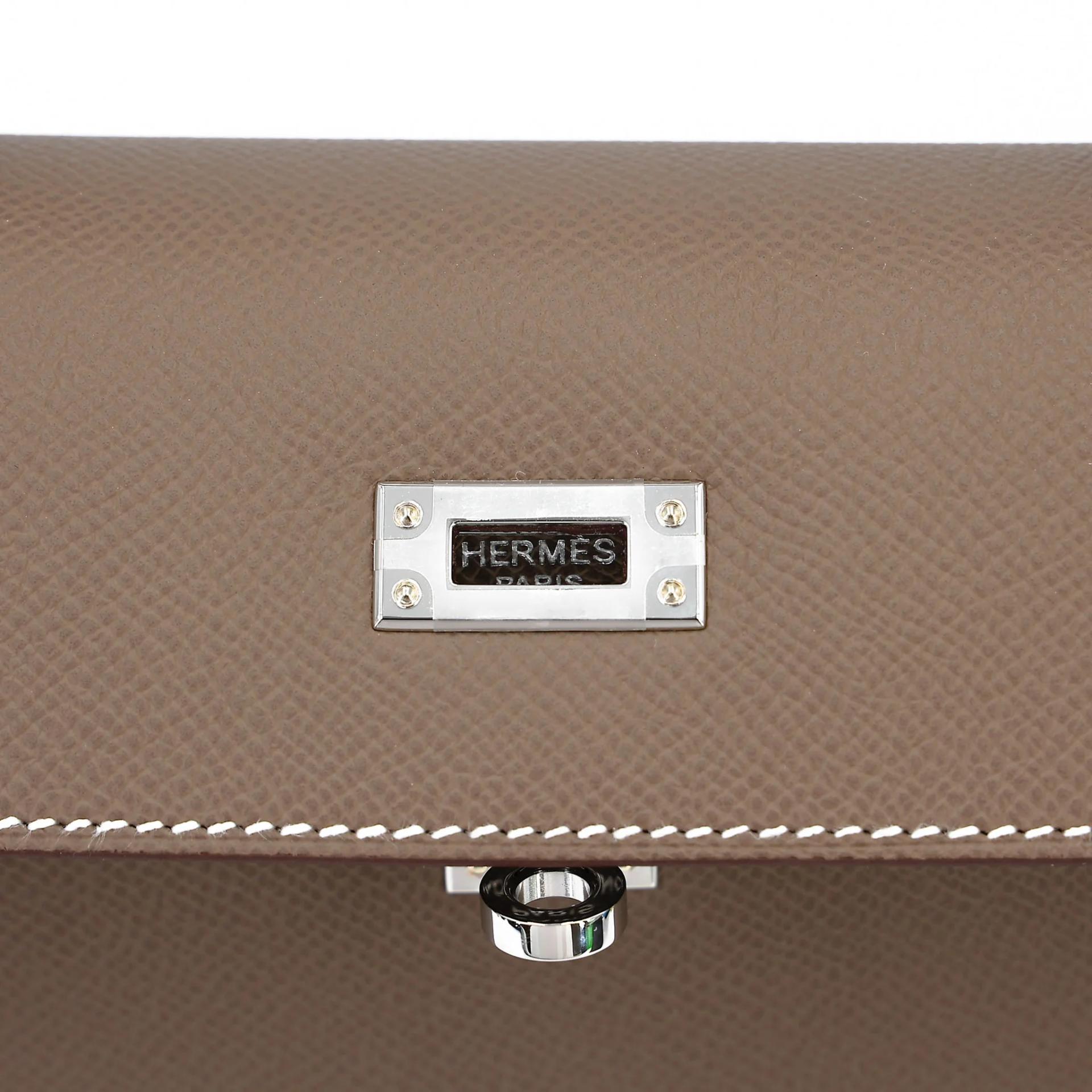 Brand New ( Rank N ) HERMÈS Kelly 25 Sellier Etoupe (18) Epsom Palladium hardware G (2026) - 10