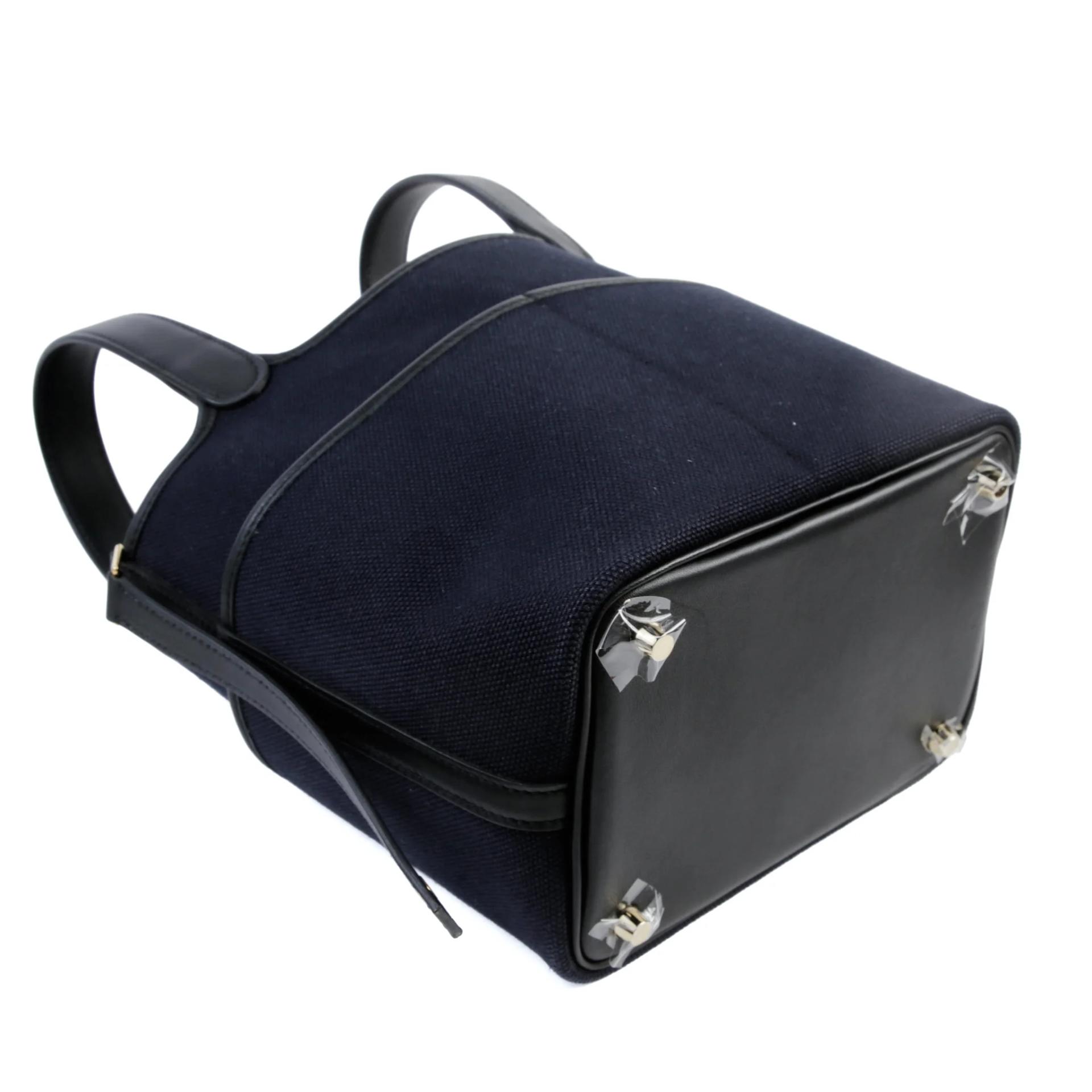 Excellent ( Rank SA ) HERMÈS Picotin Lock PM Cargo Noir (89) Blue Marine (78) Swift Toile H canvas Gold hardware B (2023) - 8