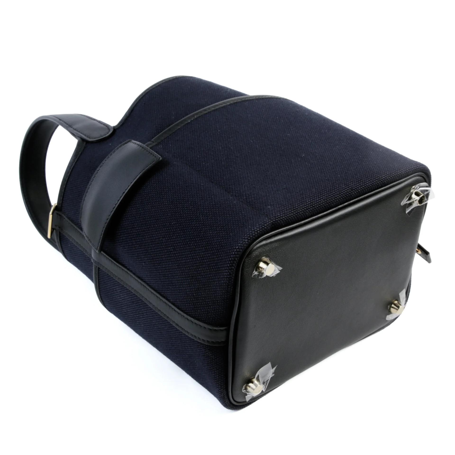 Excellent ( Rank SA ) HERMÈS Picotin Lock PM Cargo Noir (89) Blue Marine (78) Swift Toile H canvas Gold hardware B (2023) - 6