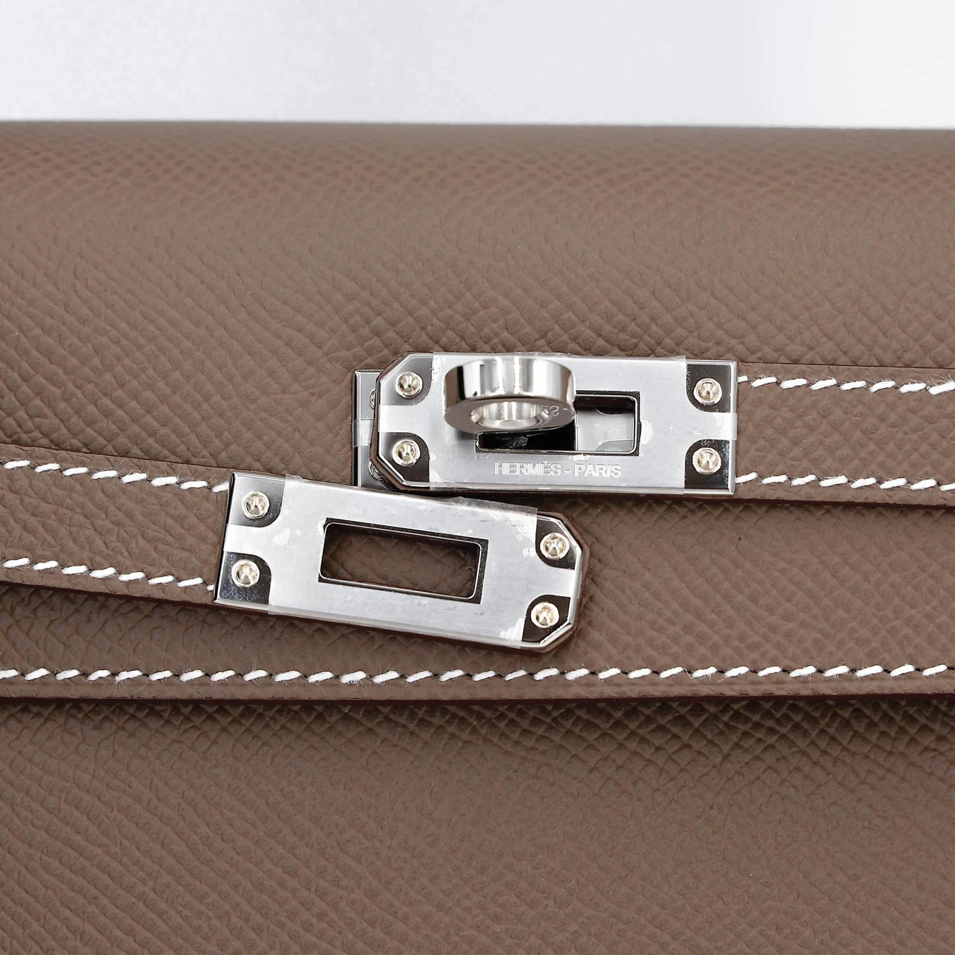 Brand New ( Rank N ) HERMÈS Kelly 25 Sellier Etoupe (18) Epsom Palladium hardware G (2026) - 8