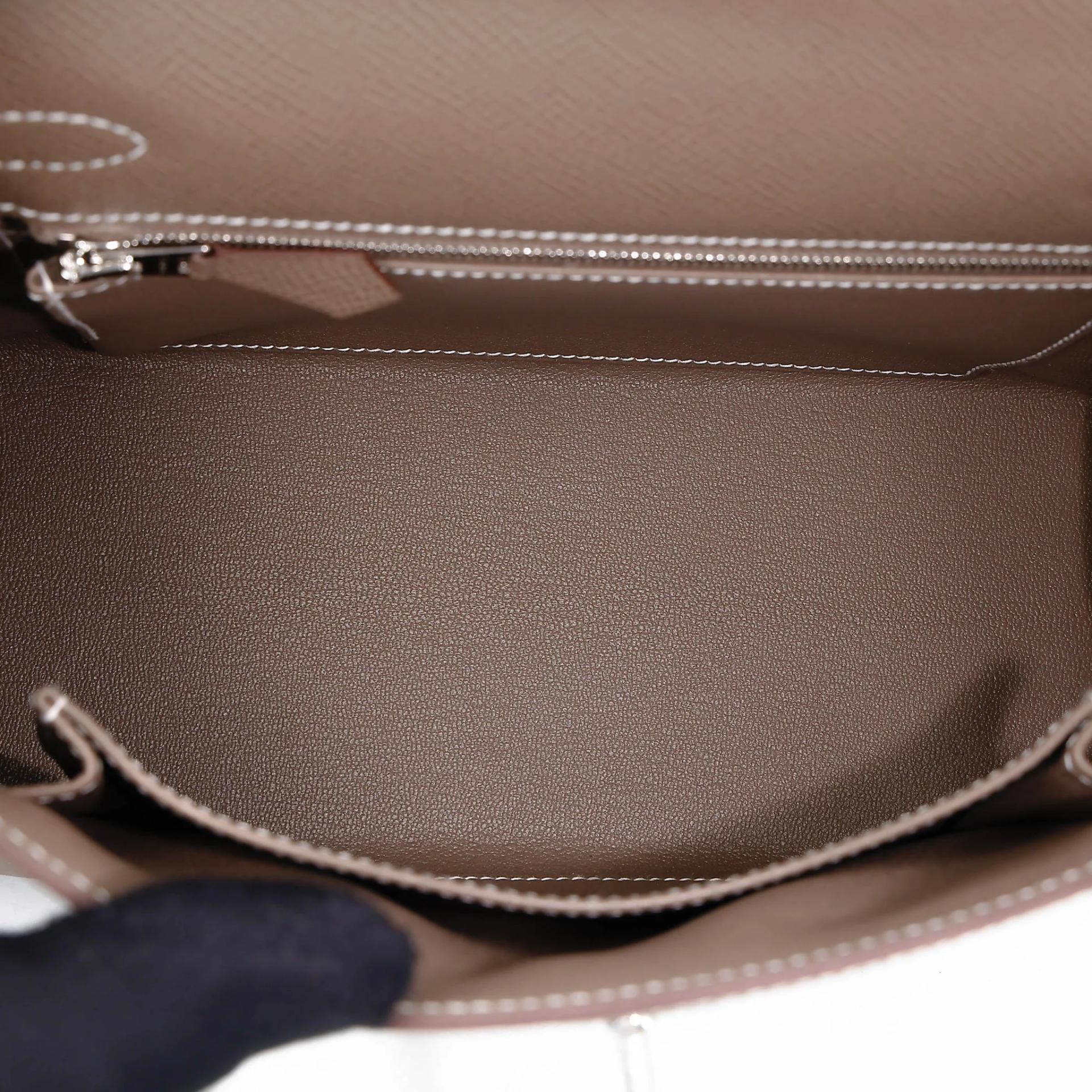 Brand New ( Rank N ) HERMÈS Kelly 25 Sellier Etoupe (18) Epsom Palladium hardware G (2026) - 18