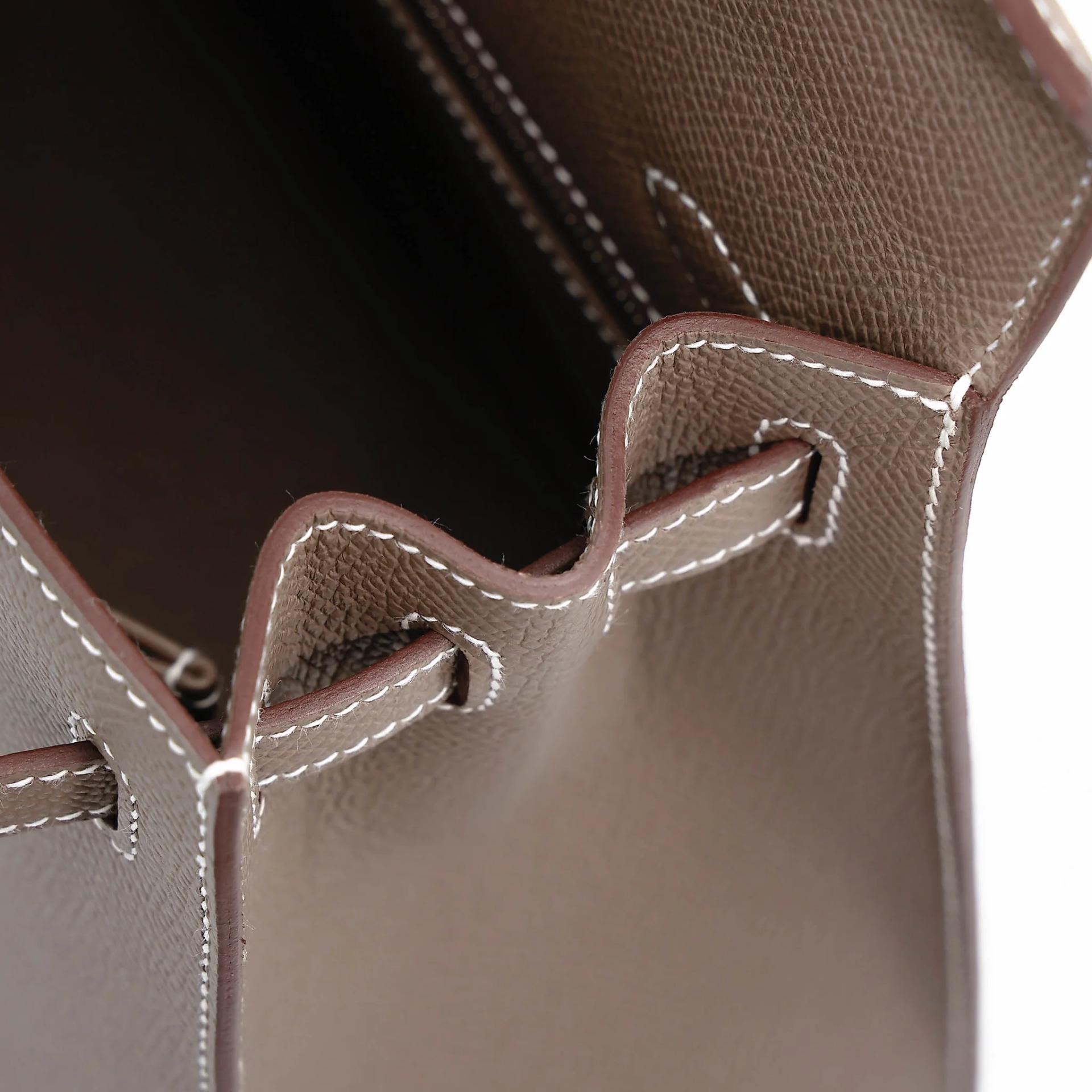 Brand New ( Rank N ) HERMÈS Kelly 25 Sellier Etoupe (18) Epsom Palladium hardware G (2026) - 16