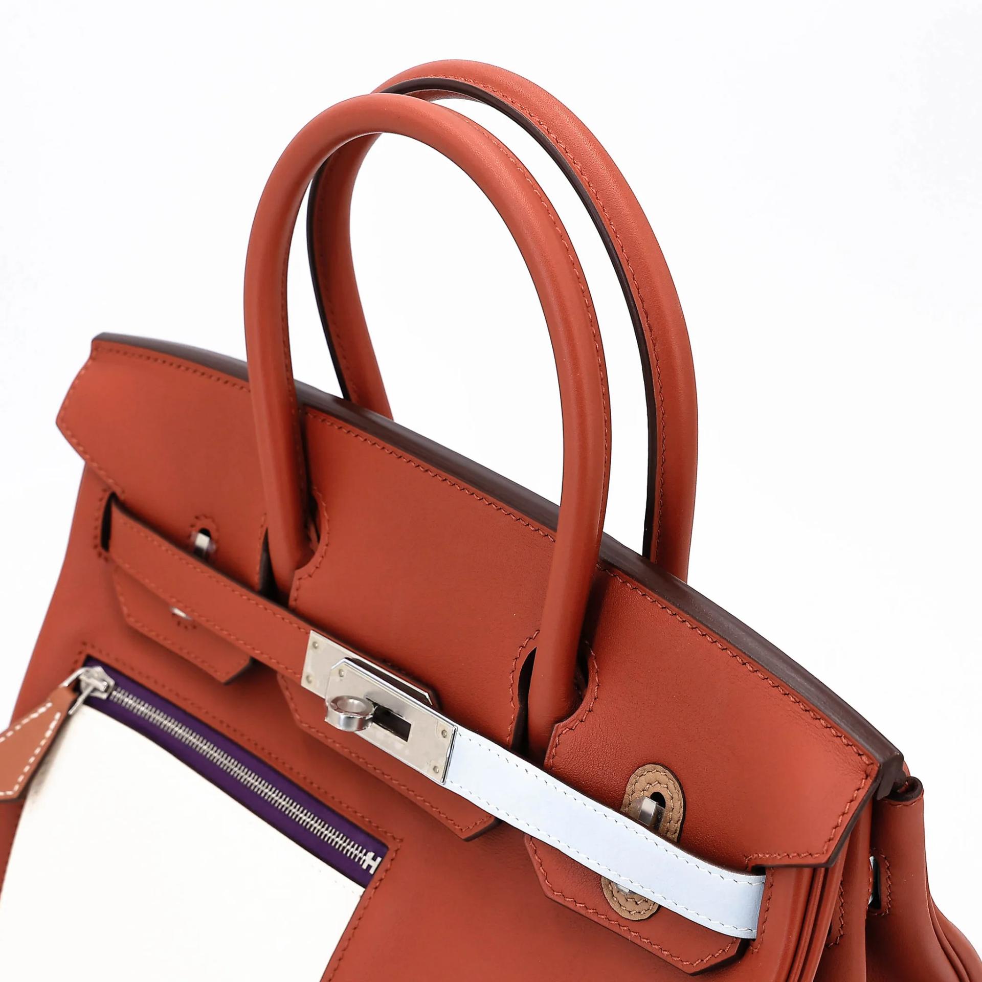 Very Good ( Rank A) HERMÈS Limited Edition Birkin 30 Colormatic Cuivre (6C) Nata (I2) Bleu Brume (T0) Chai (0M) Lime (9R) Swift Palladium hardware U (2022) - 3