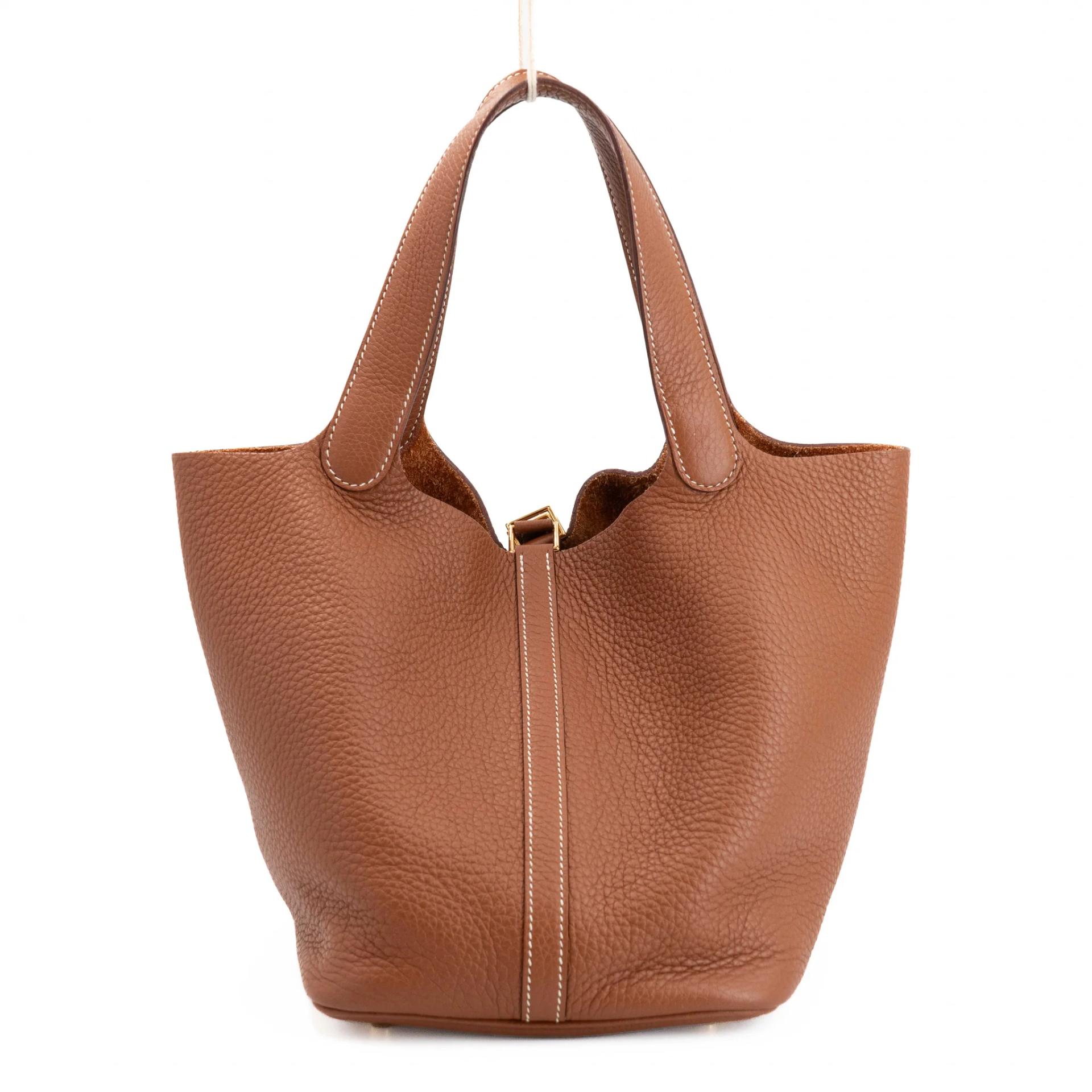 Excellent ( Rank SA ) HERMÈS Picotin Lock MM Gold (37) Clemence Gold hardware U (2022) - 2