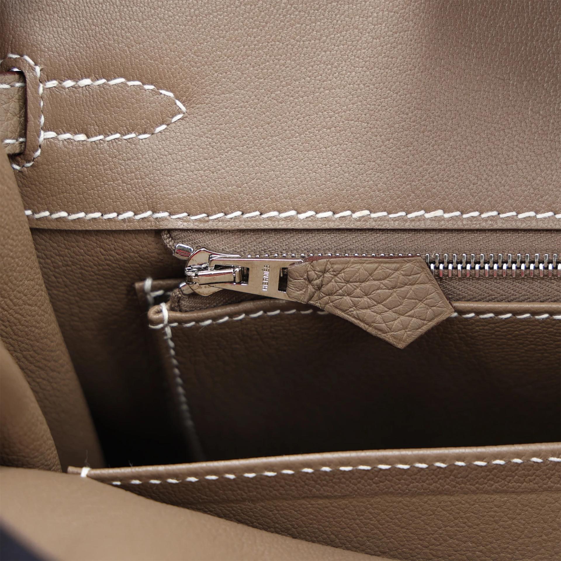 Brand New ( Rank N ) HERMÈS Birkin 25 Etoupe (18) Togo Brushed Palladium K (2025) - 14