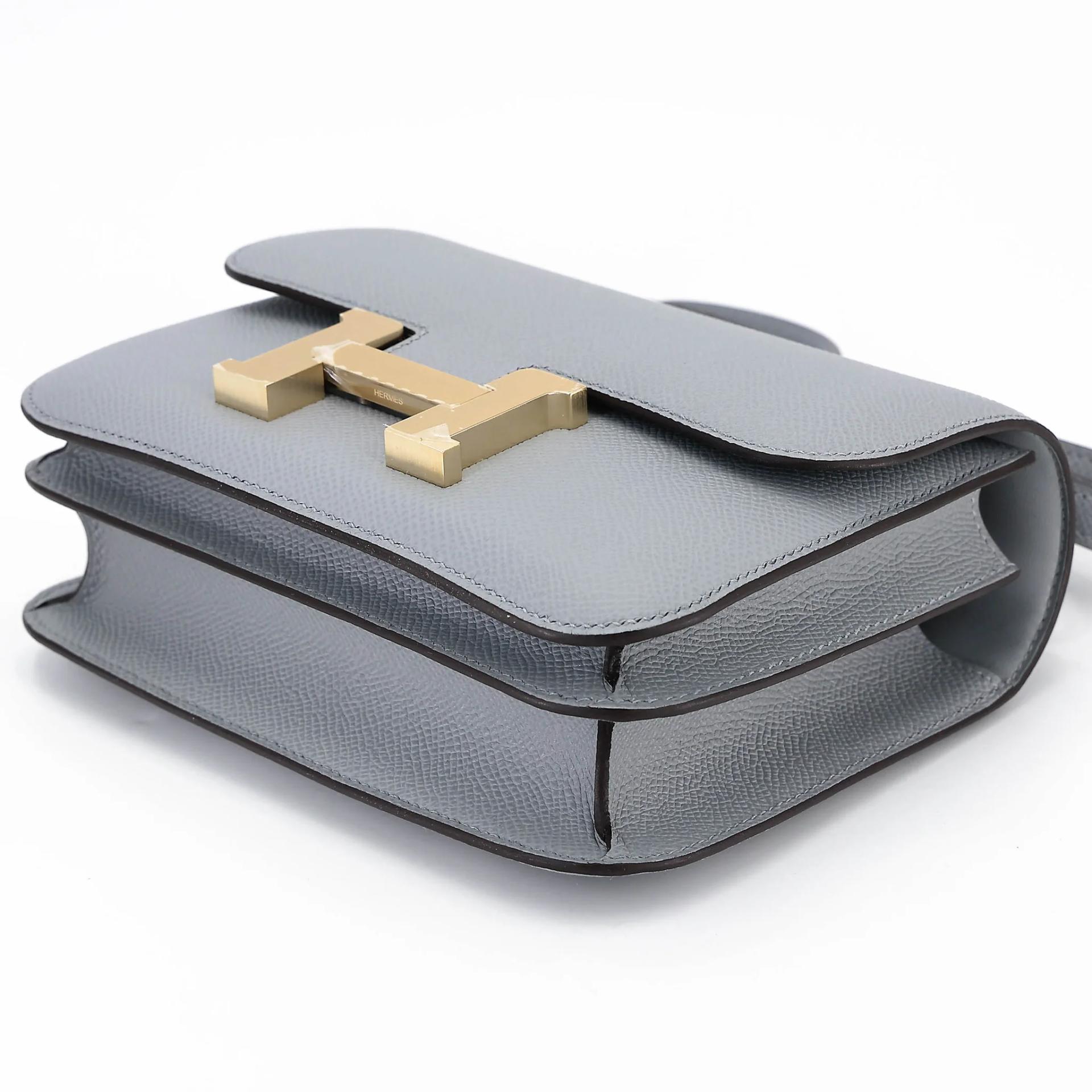 Brand New ( Rank N ) HERMÈS Constance Mini Gris Pantin (P0) Epsom Brushed Permabrass hardware K (2025) - 4