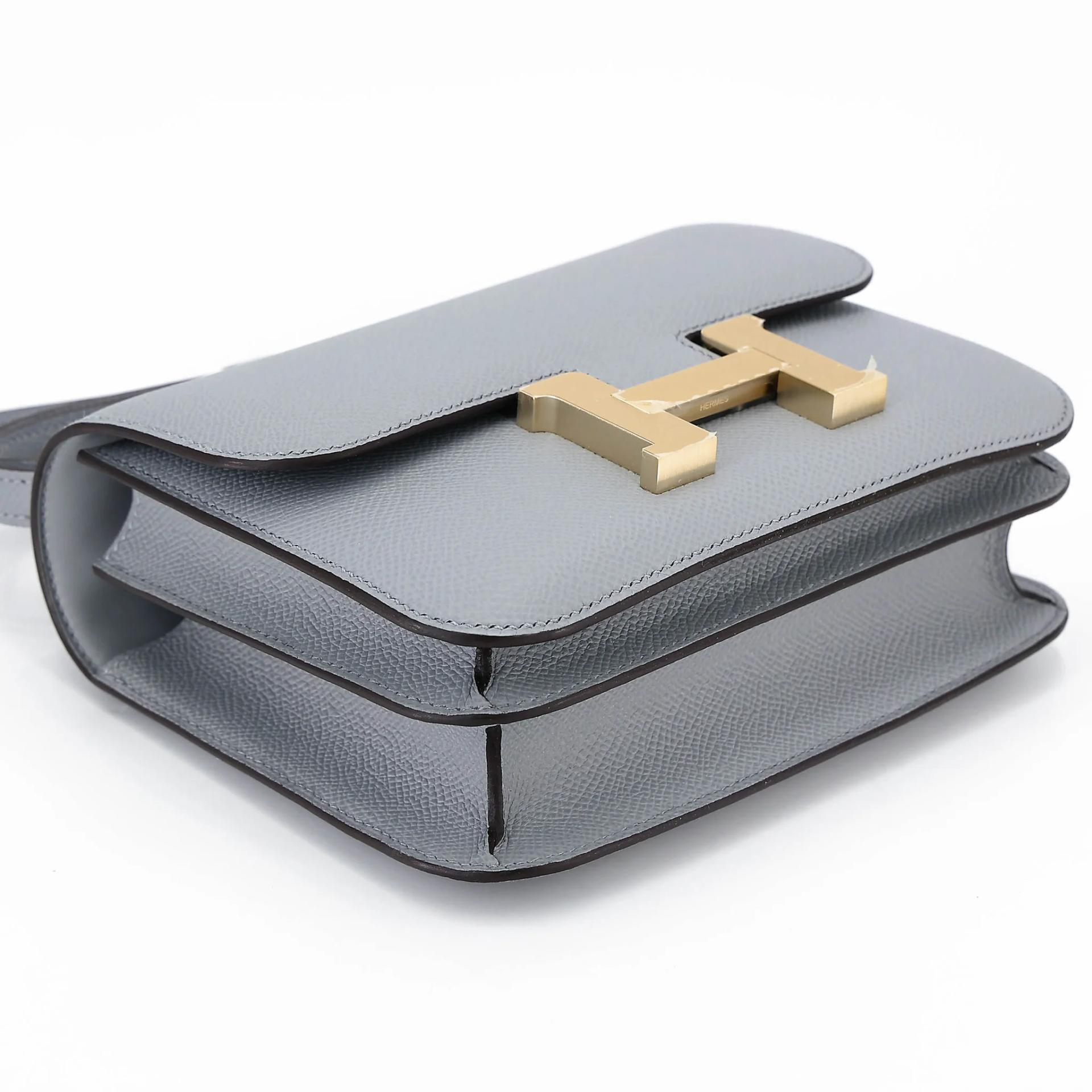 Brand New ( Rank N ) HERMÈS Constance Mini Gris Pantin (P0) Epsom Brushed Permabrass hardware K (2025) - 5
