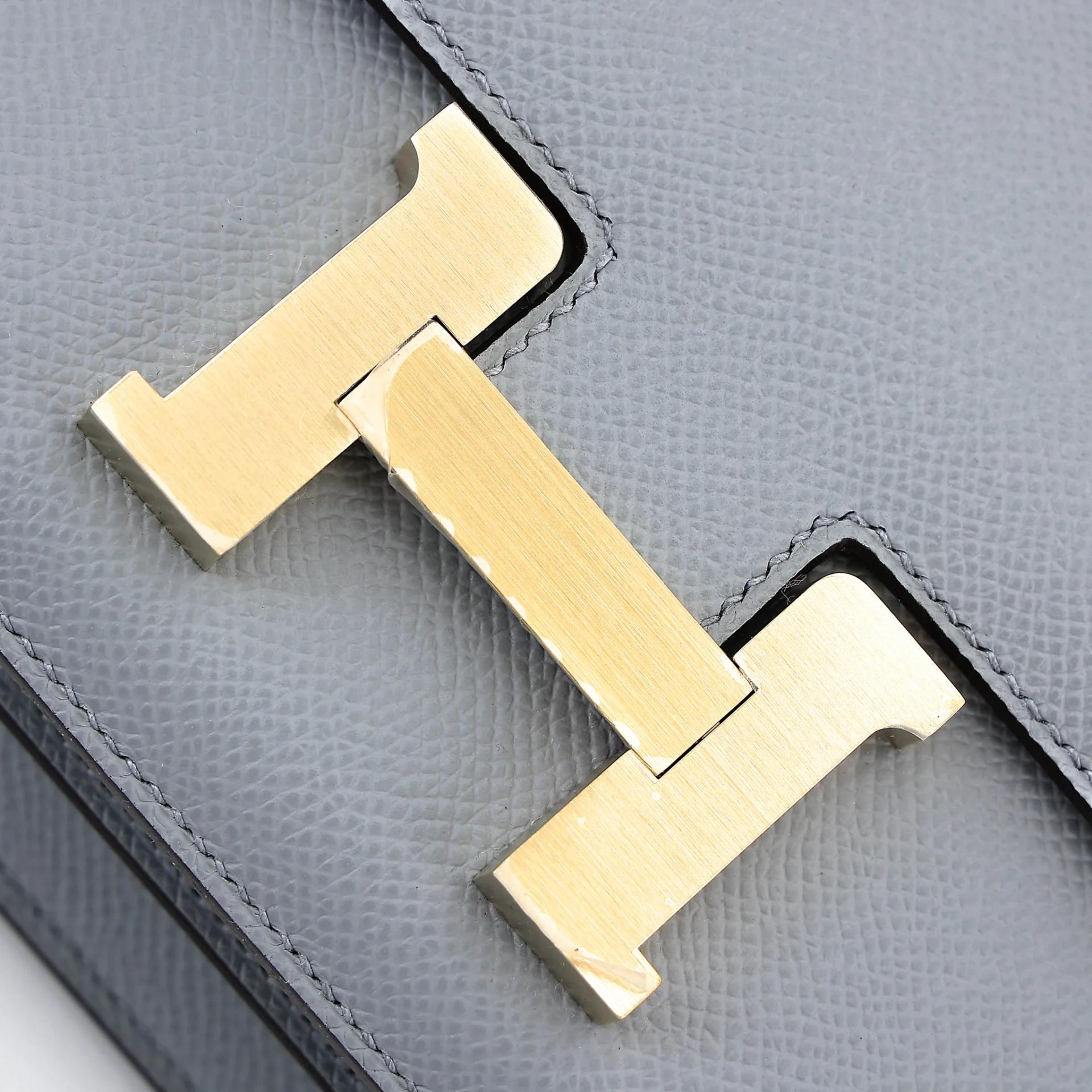 Brand New ( Rank N ) HERMÈS Constance Mini Gris Pantin (P0) Epsom Brushed Permabrass hardware K (2025) - 8