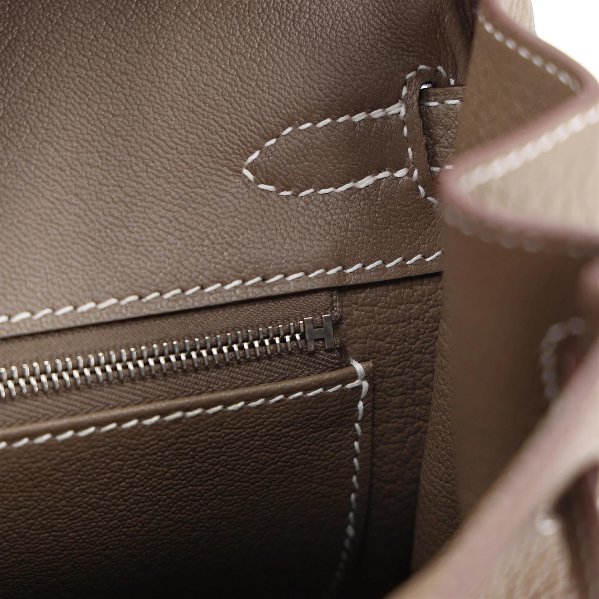 Brand New ( Rank N ) HERMÈS Birkin 25 Etoupe (18) Togo Brushed Palladium K (2025) - 15