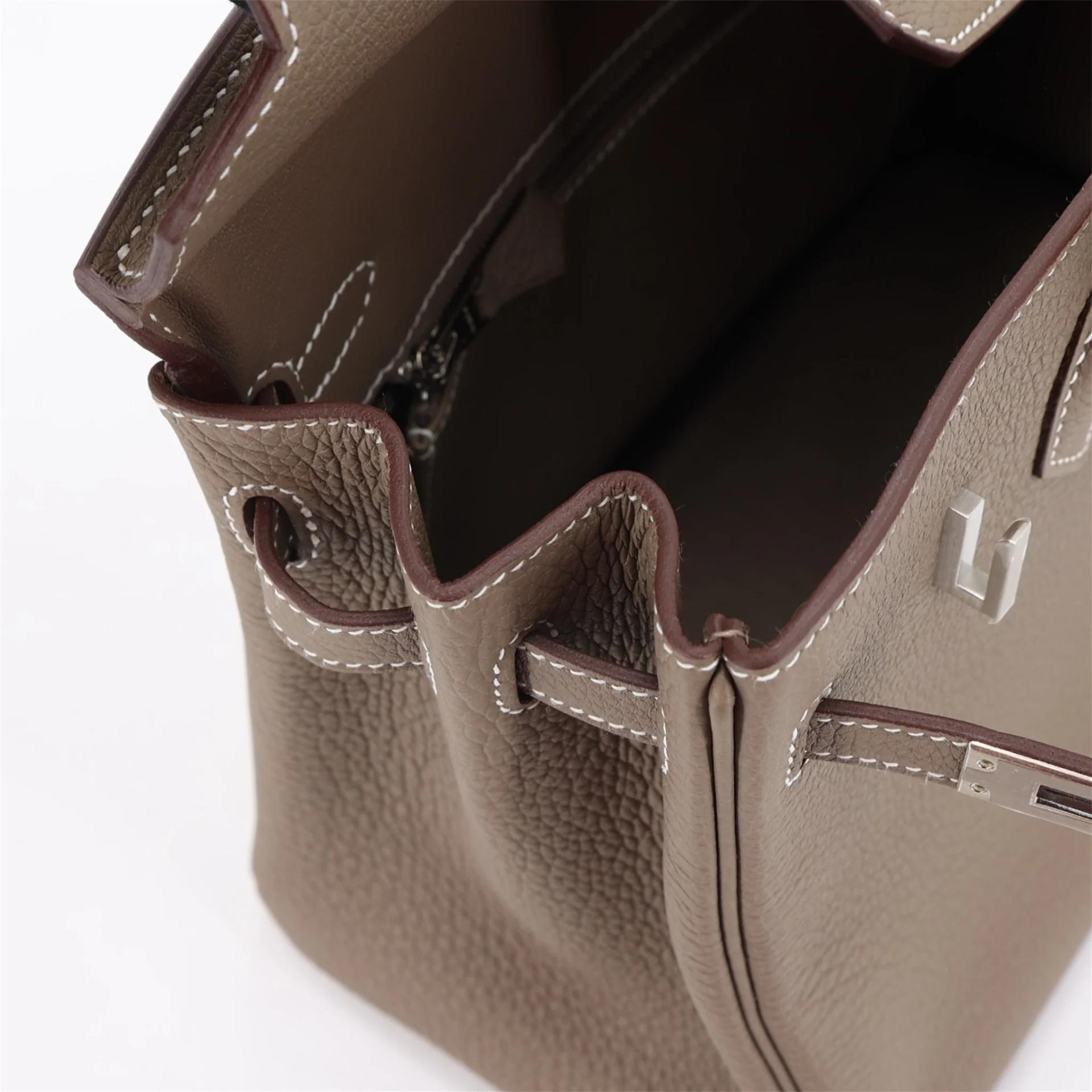 Brand New ( Rank N ) HERMÈS Birkin 25 Etoupe (18) Togo Brushed Palladium K (2025) - 12