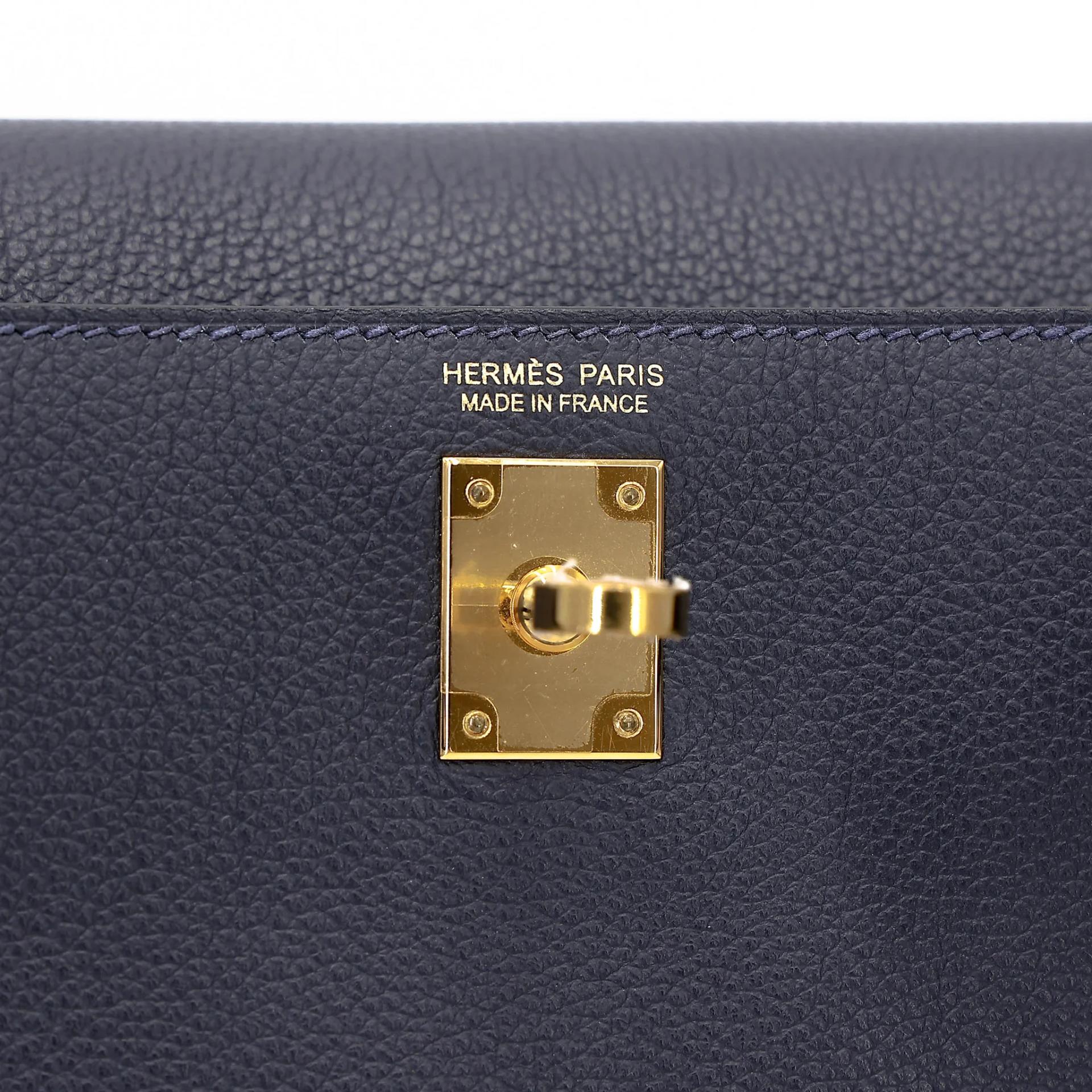 Excellent ( Rank SA ) HERMÈS Kelly Danse Bleu Nuit (2Z) Evercolor Gold hardware Y (2020) - 12