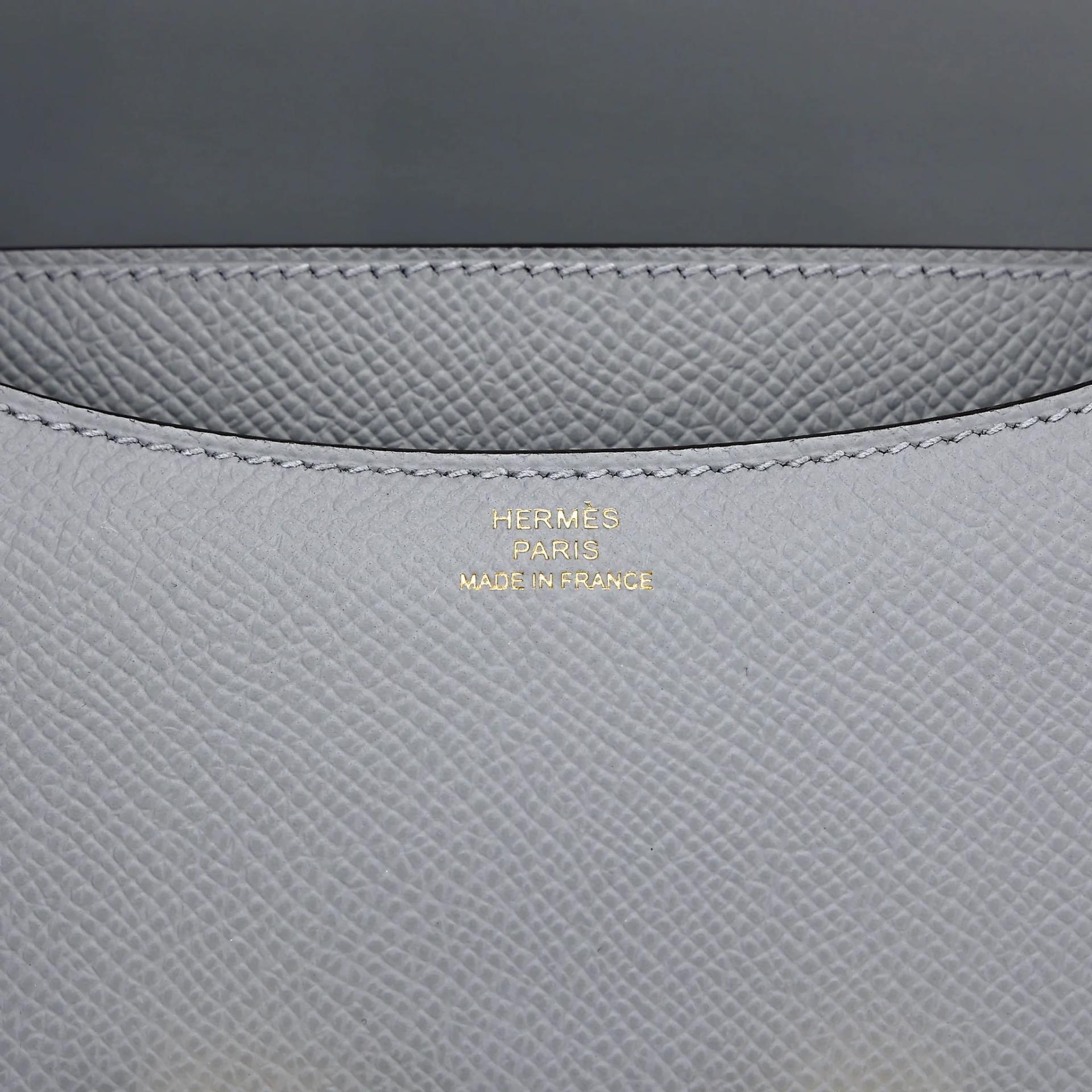 Brand New ( Rank N ) HERMÈS Constance Mini Gris Pantin (P0) Epsom Brushed Permabrass hardware K (2025) - 12