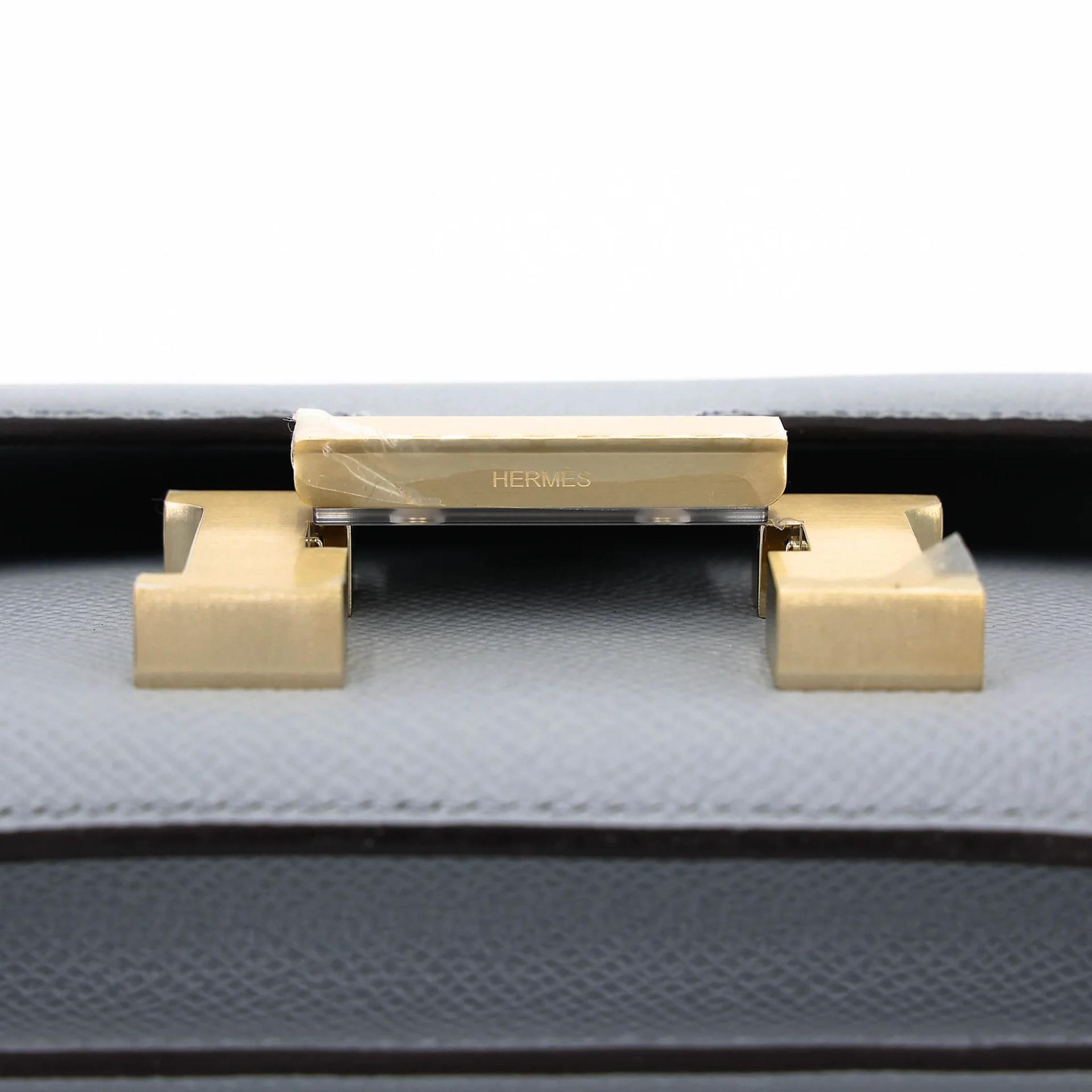 Brand New ( Rank N ) HERMÈS Constance Mini Gris Pantin (P0) Epsom Brushed Permabrass hardware K (2025) - 9
