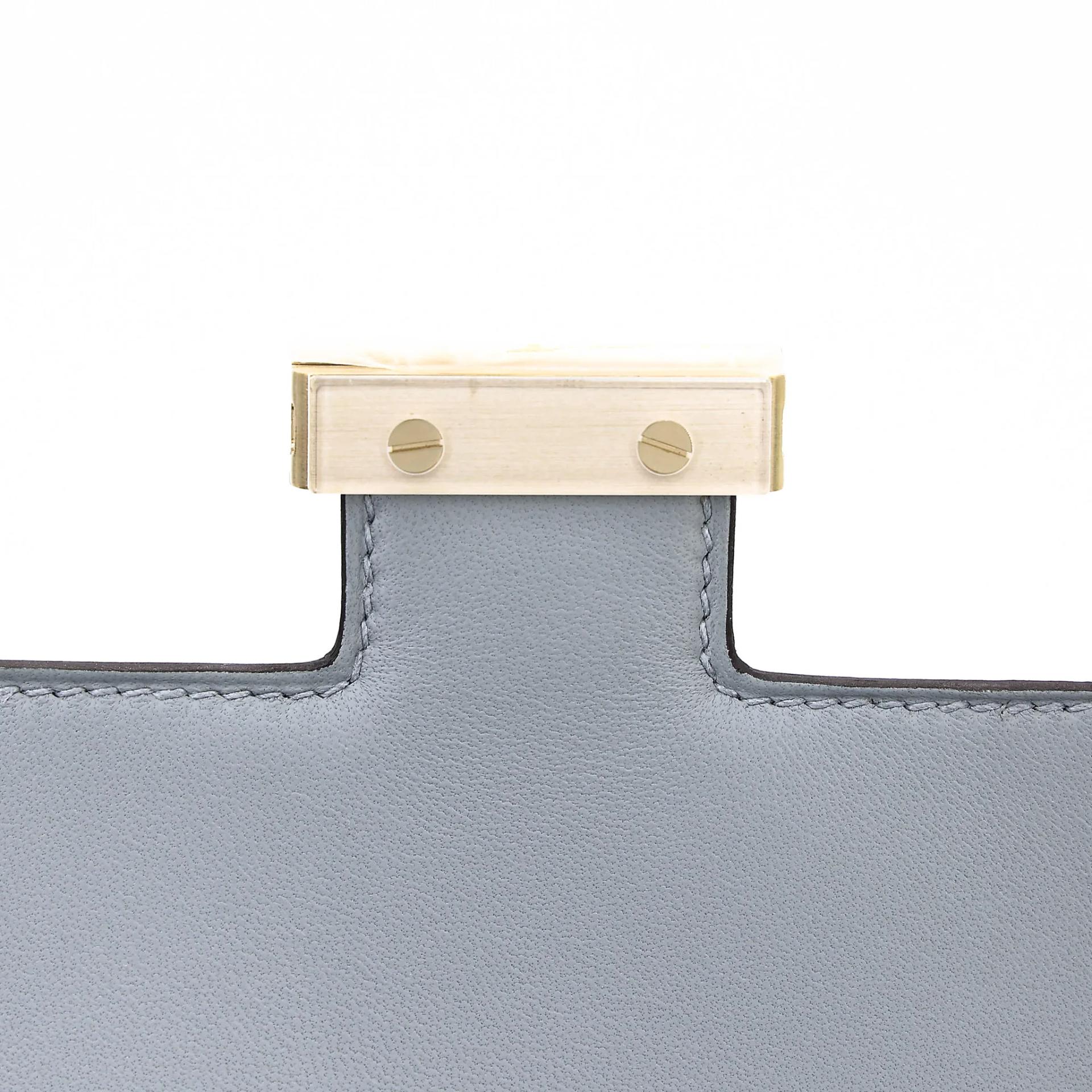 Brand New ( Rank N ) HERMÈS Constance Mini Gris Pantin (P0) Epsom Brushed Permabrass hardware K (2025) - 10