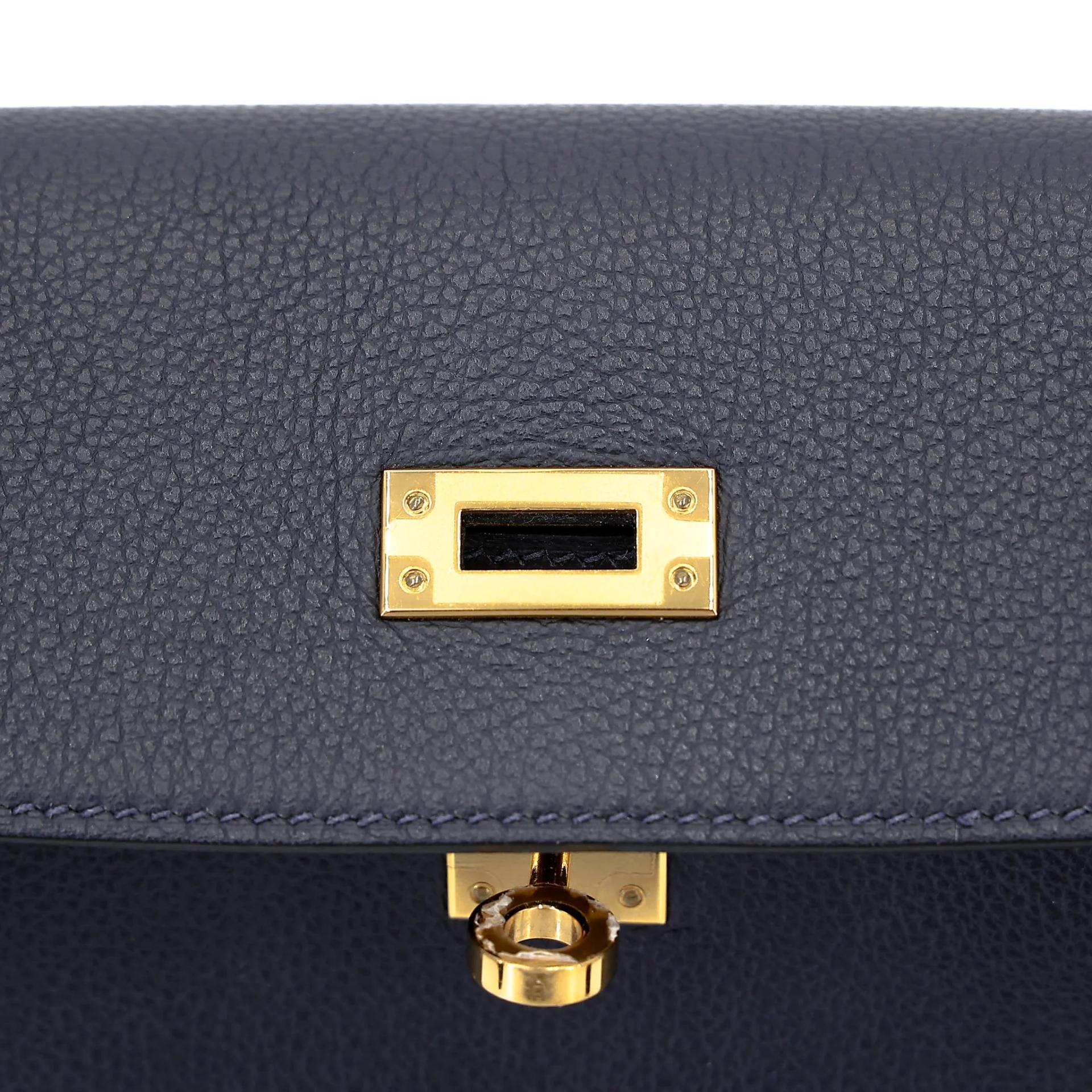 Excellent ( Rank SA ) HERMÈS Kelly Danse Bleu Nuit (2Z) Evercolor Gold hardware Y (2020) - 9