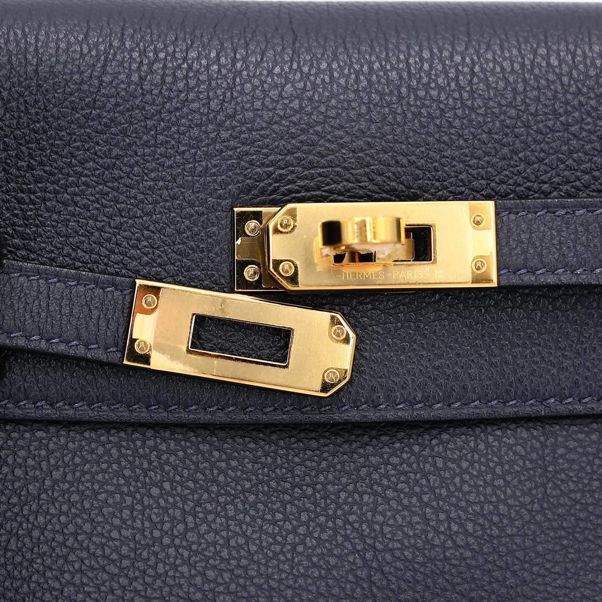 Excellent ( Rank SA ) HERMÈS Kelly Danse Bleu Nuit (2Z) Evercolor Gold hardware Y (2020) - 7