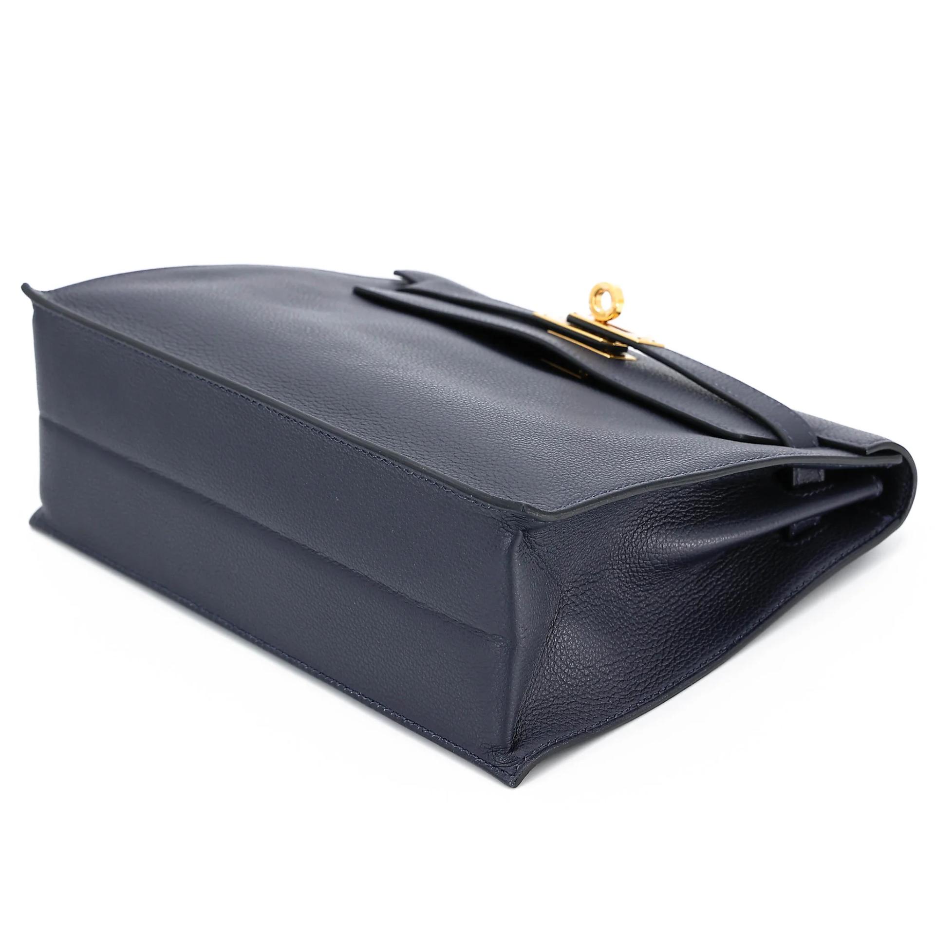 Excellent ( Rank SA ) HERMÈS Kelly Danse Bleu Nuit (2Z) Evercolor Gold hardware Y (2020) - 3