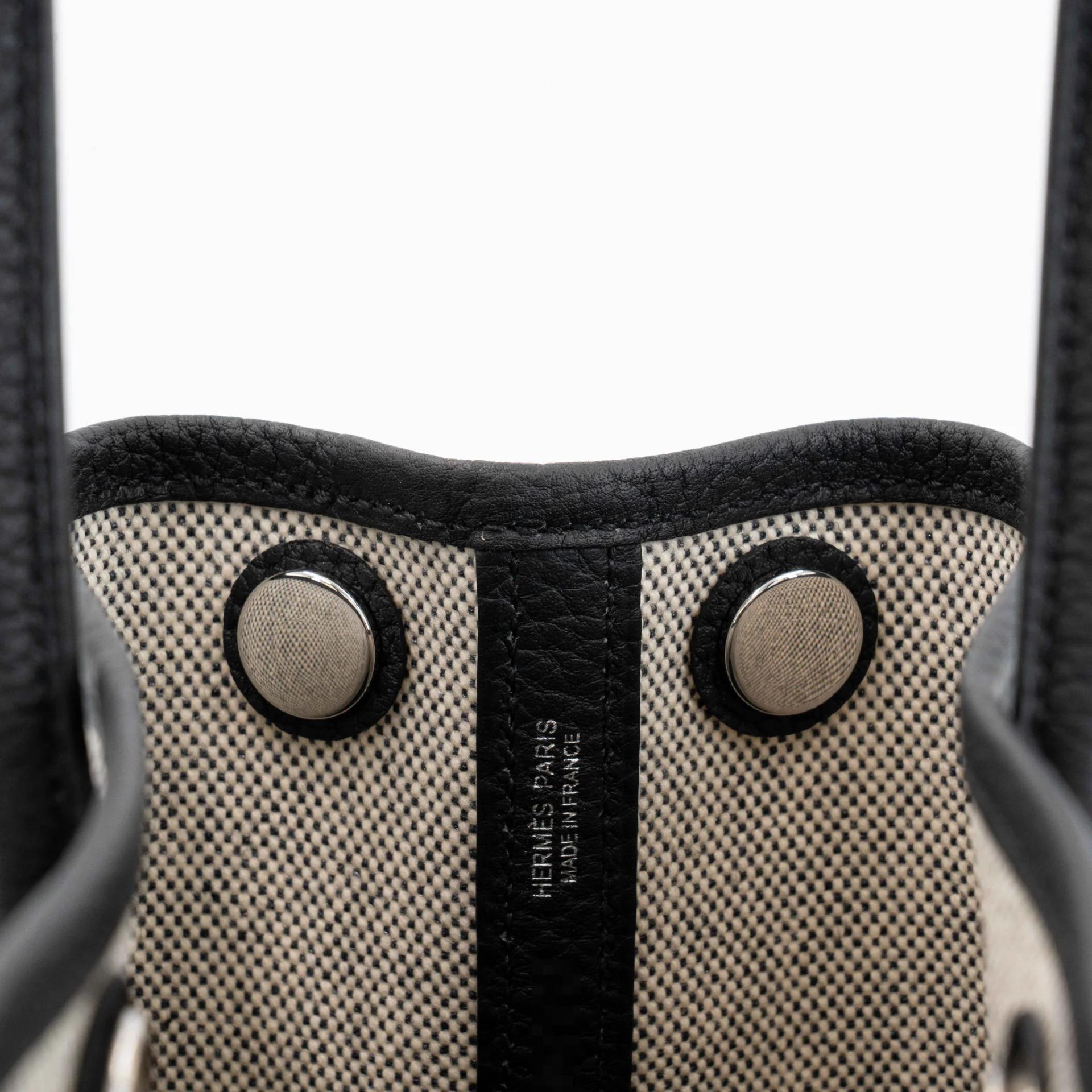 Brand New ( Rank N ) HERMÈS Neo Garden Party 23 Noir (89) Toile H canvas Negonda Palladium hardware G (2026) - 13