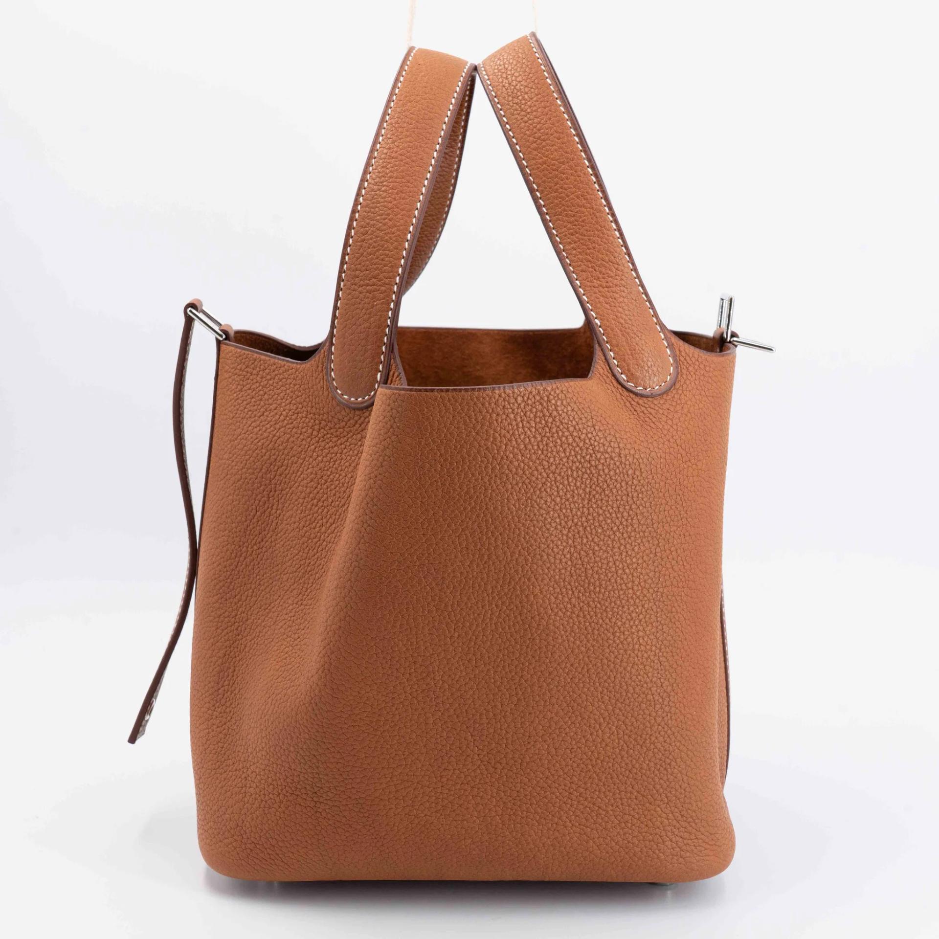 Unused ( Rank NS ) HERMÈS Picotin Lock PM Fauve (34) Barenia Faubourg Palladium hardware W (2024) - 5