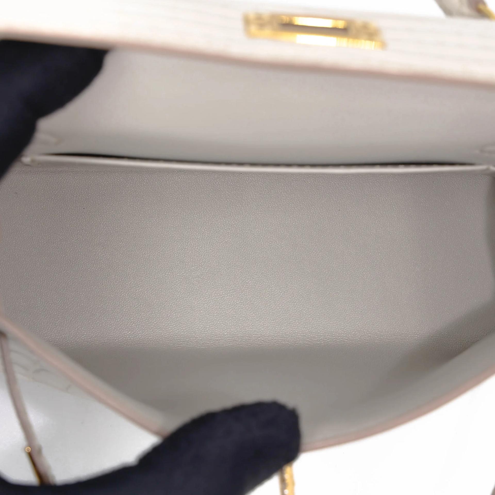 Unused ( Rank NS ) HERMÈS Mini Kelly II Beton (8L) Matte Alligator Gold hardware U (2022) - 17