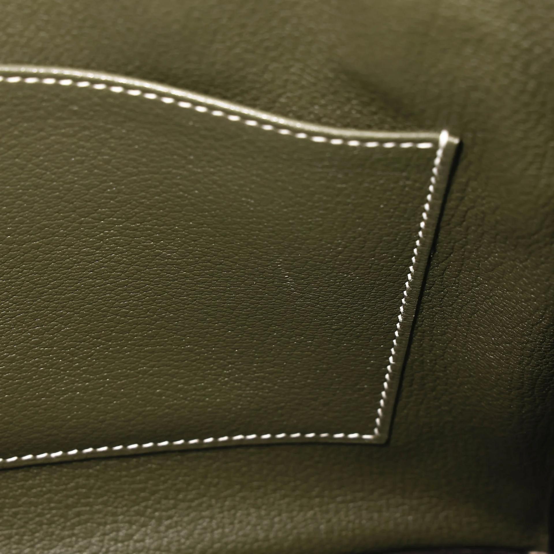 Very Good ( Rank A) HERMÈS Birkin 30 Vert Veronese (6H) Taupe (16) Bamboo (1K) Ostrich Clemence Swift Palladium hardware Square R (2014) - 30