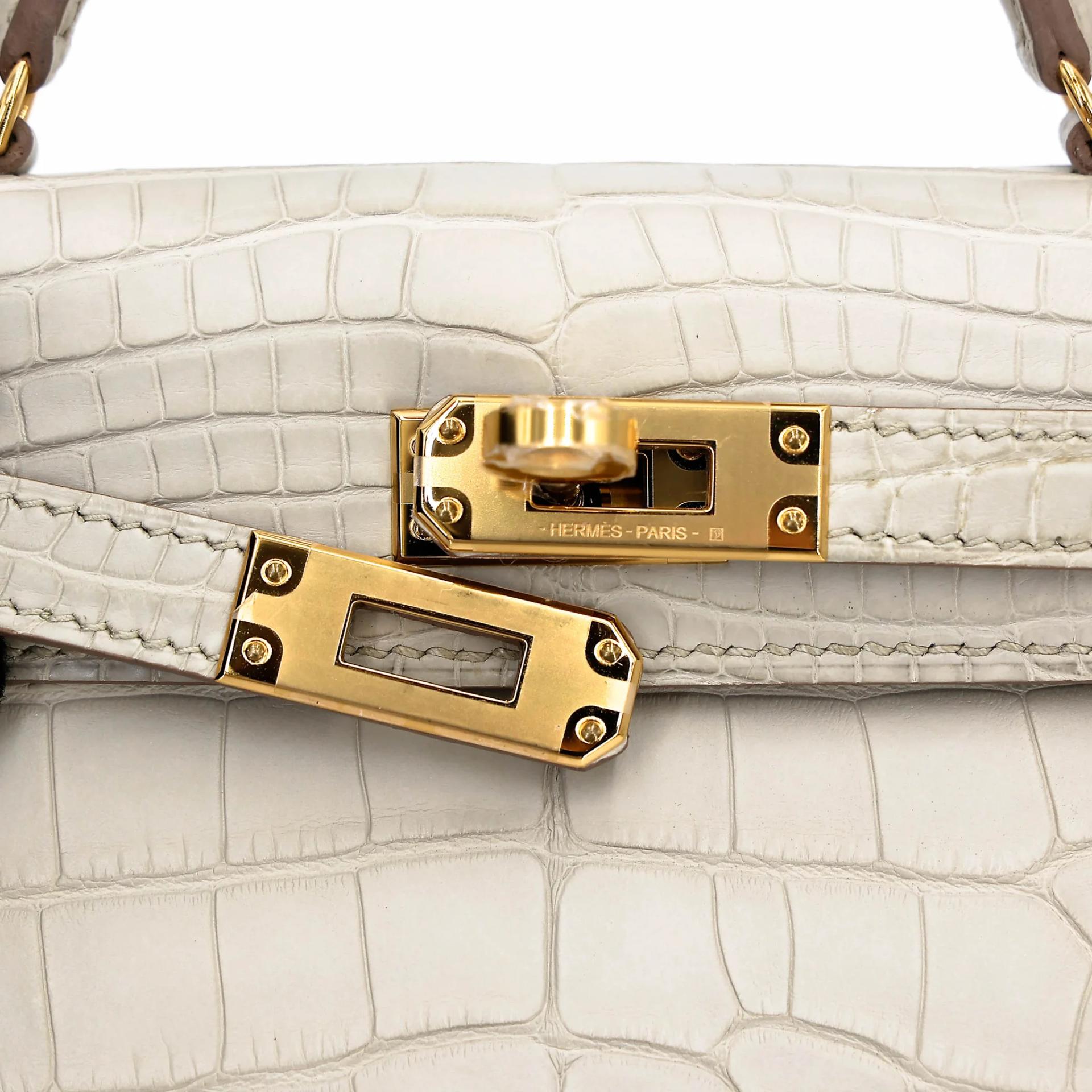Unused ( Rank NS ) HERMÈS Mini Kelly II Beton (8L) Matte Alligator Gold hardware U (2022) - 8