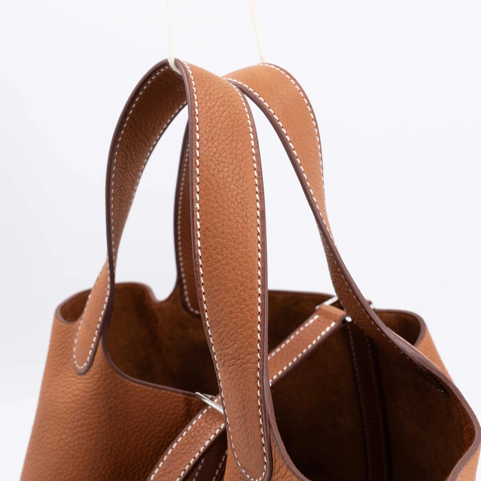 Unused ( Rank NS ) HERMÈS Picotin Lock PM Fauve (34) Barenia Faubourg Palladium hardware W (2024) - 3