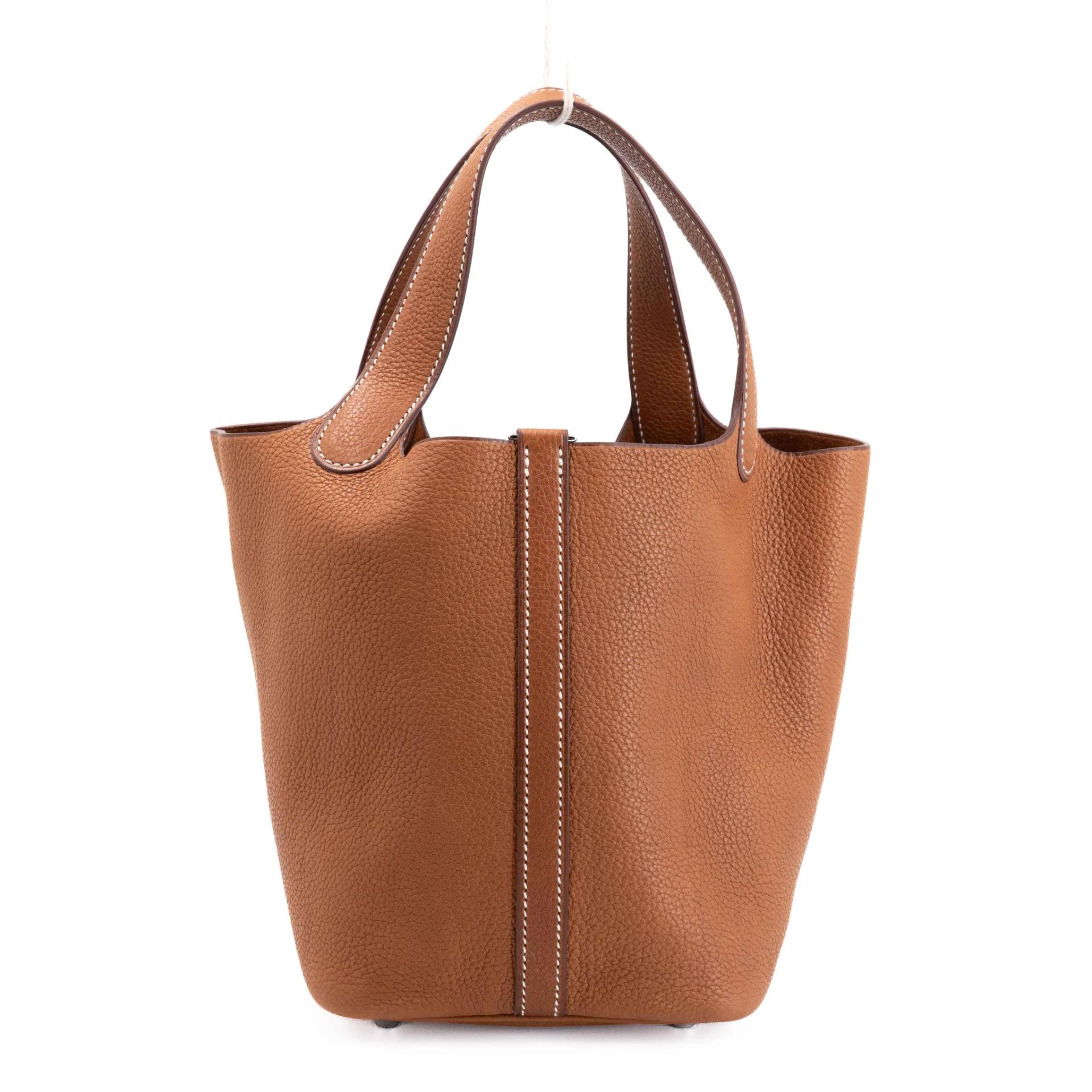 Unused ( Rank NS ) HERMÈS Picotin Lock PM Fauve (34) Barenia Faubourg Palladium hardware W (2024) - 2