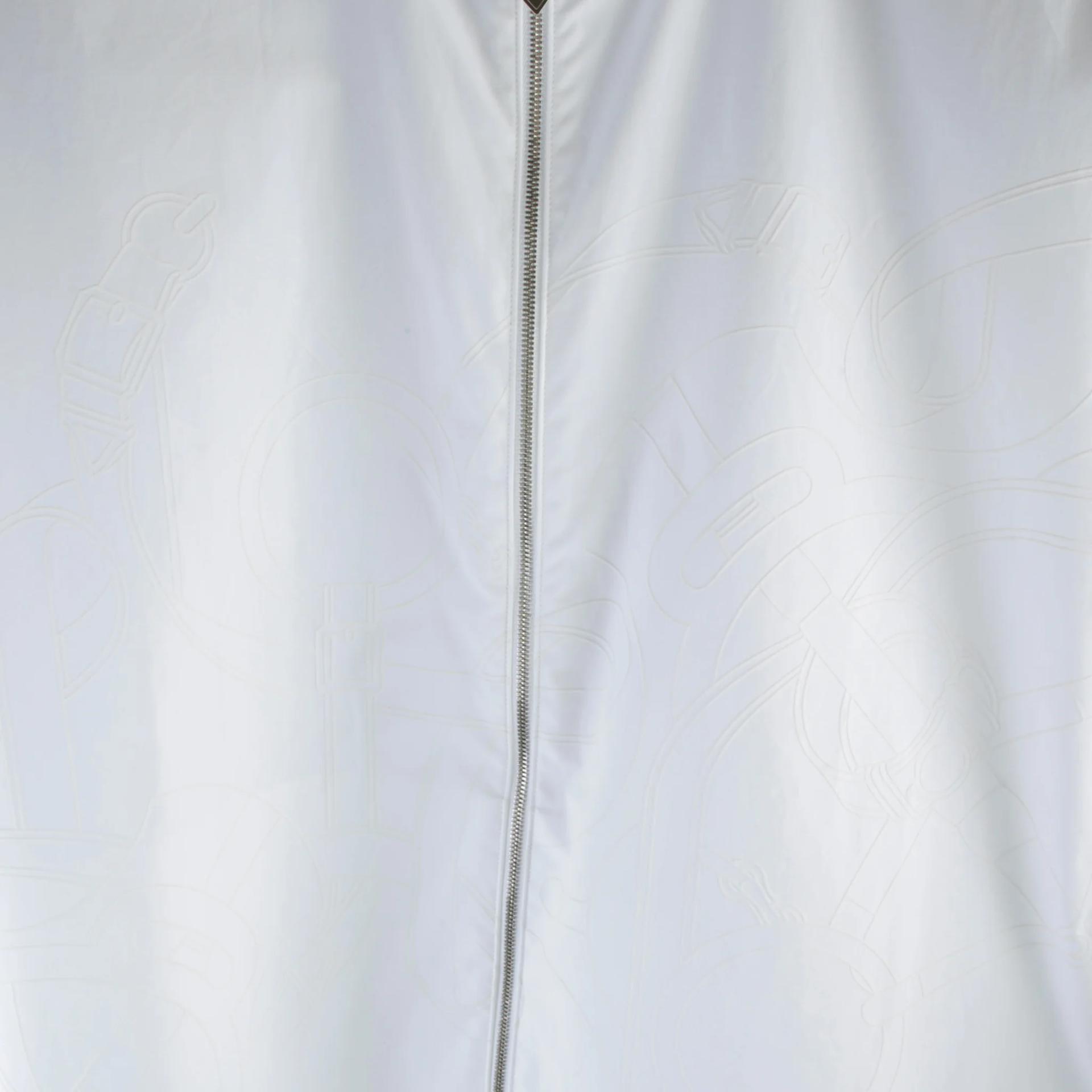 Brand New ( Rank N ) HERMÈS Eperon d'Or 3D Zipped Jacket White Cotton Palladium hardware - 4