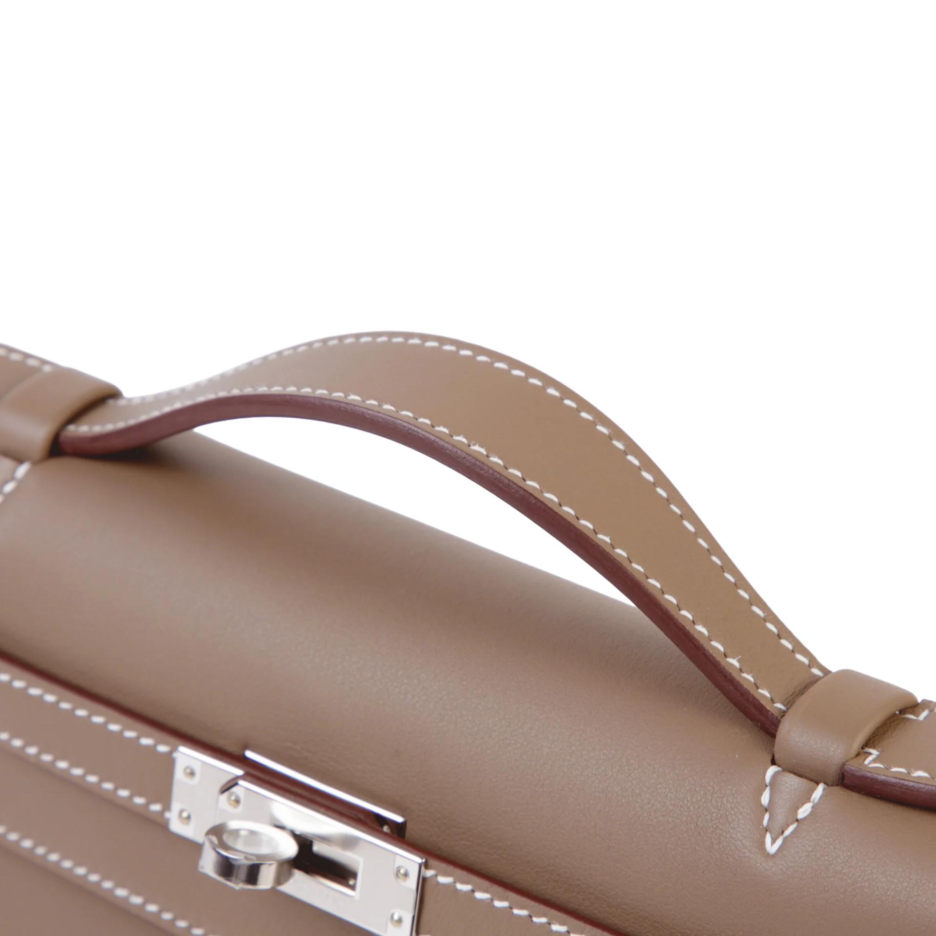 Brand New ( Rank N ) HERMÈS Kelly Pochette Etoupe (18) Swift Palladium hardware G (2026) - 3