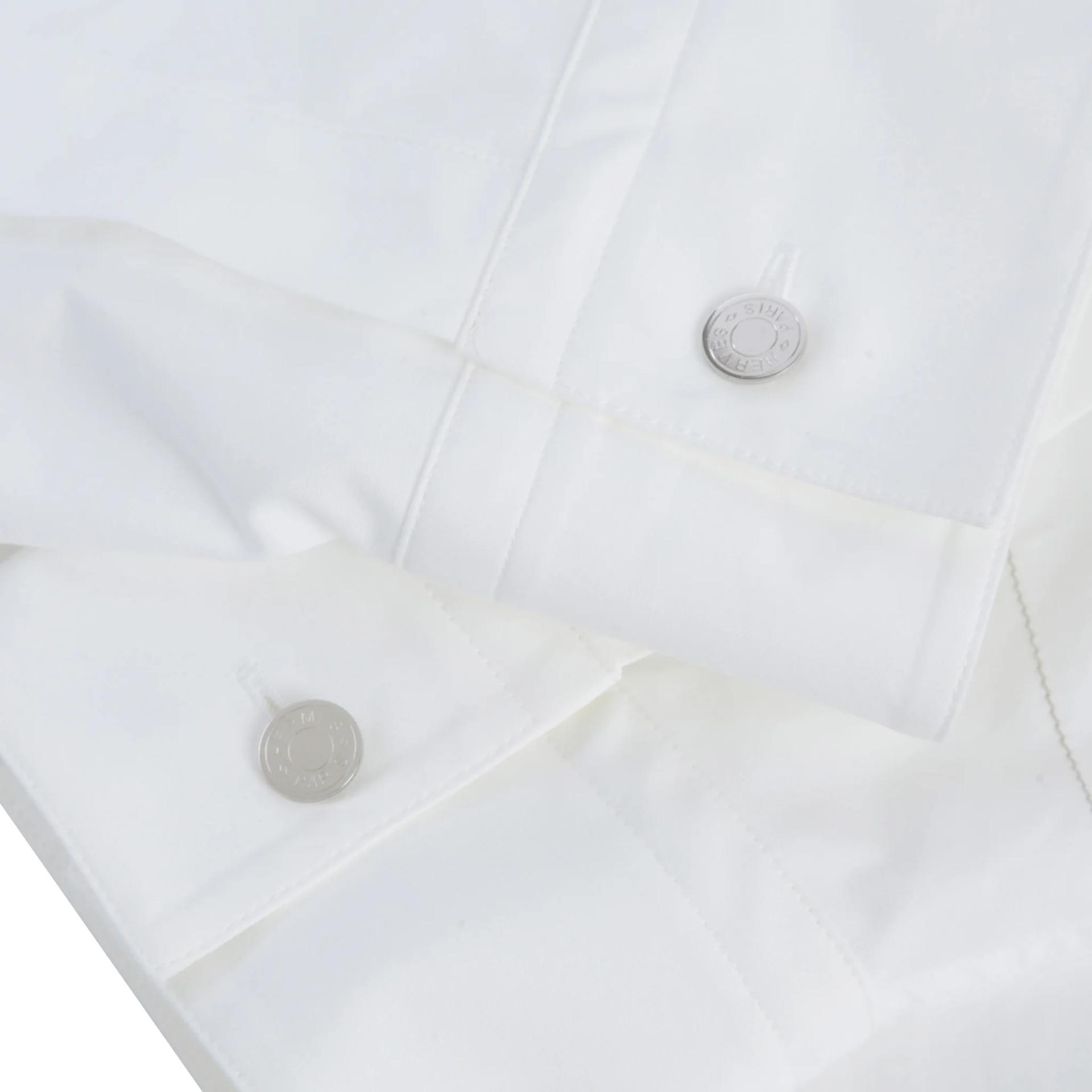 Brand New ( Rank N ) HERMÈS Jockey Boxy fit shirt White Gray Cotton - 4