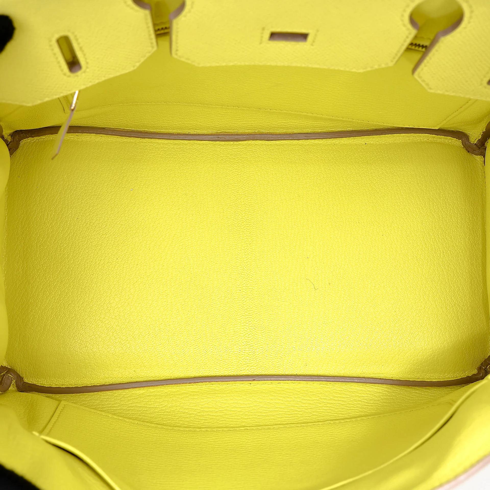 Very Good ( Rank A) HERMÈS Birkin 30 Lime (9R) Epsom Gold hardware Square Q (2013) - 29