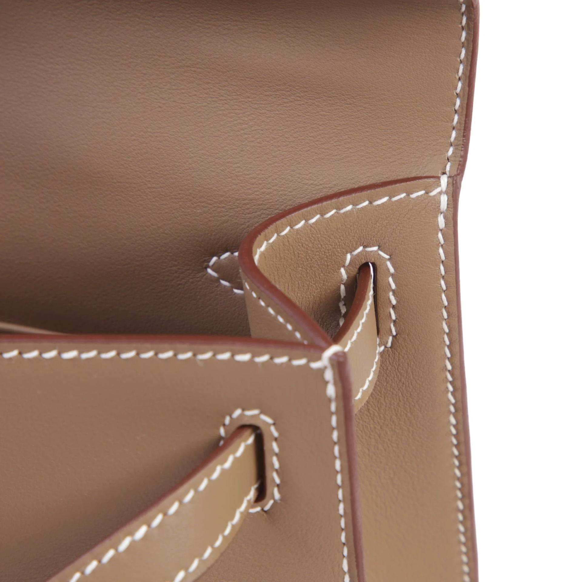 Brand New ( Rank N ) HERMÈS Kelly Pochette Etoupe (18) Swift Palladium hardware G (2026) - 12