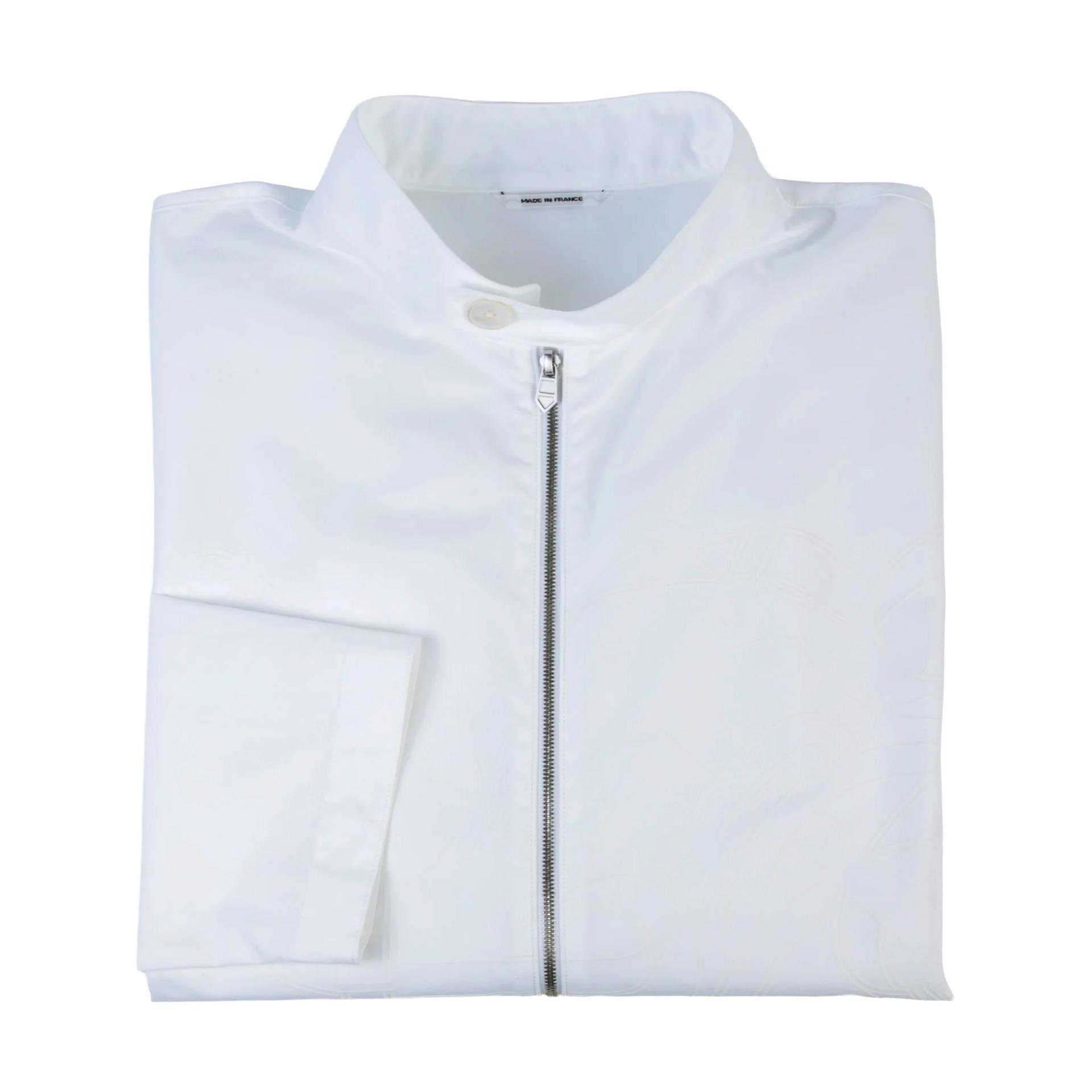 Brand New ( Rank N ) HERMÈS Eperon d'Or 3D Zipped Jacket White Cotton Palladium hardware - 1