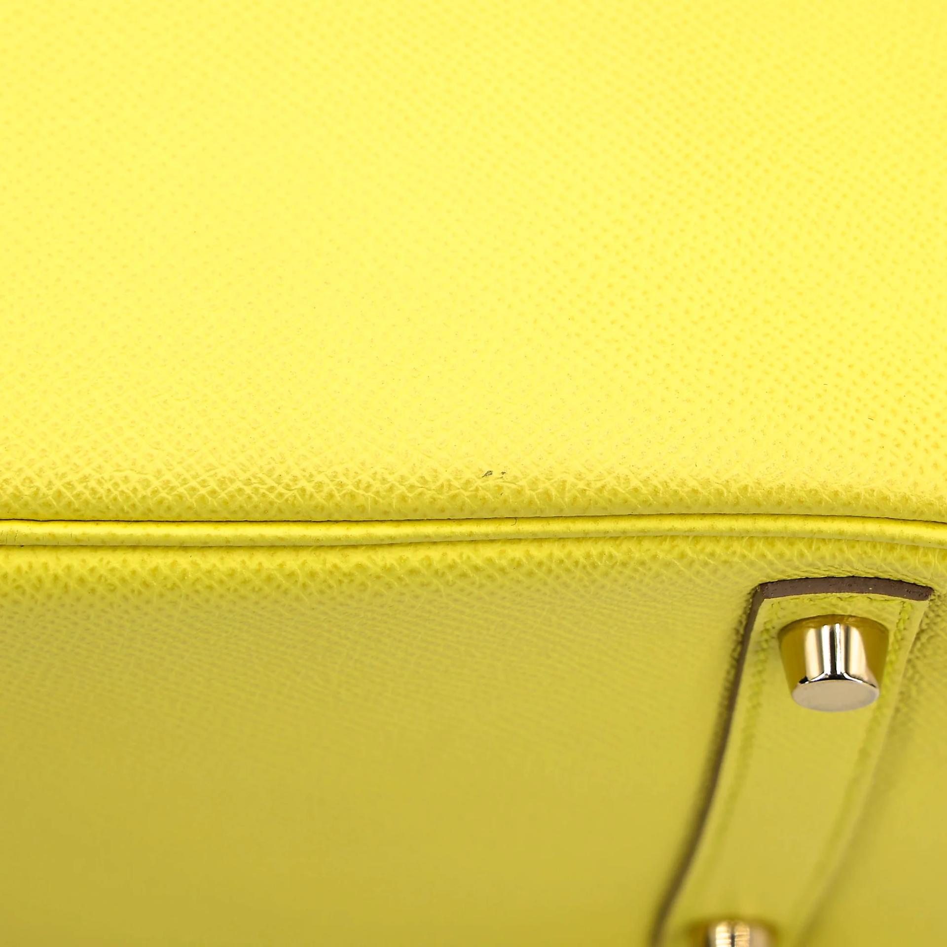 Very Good ( Rank A) HERMÈS Birkin 30 Lime (9R) Epsom Gold hardware Square Q (2013) - 13