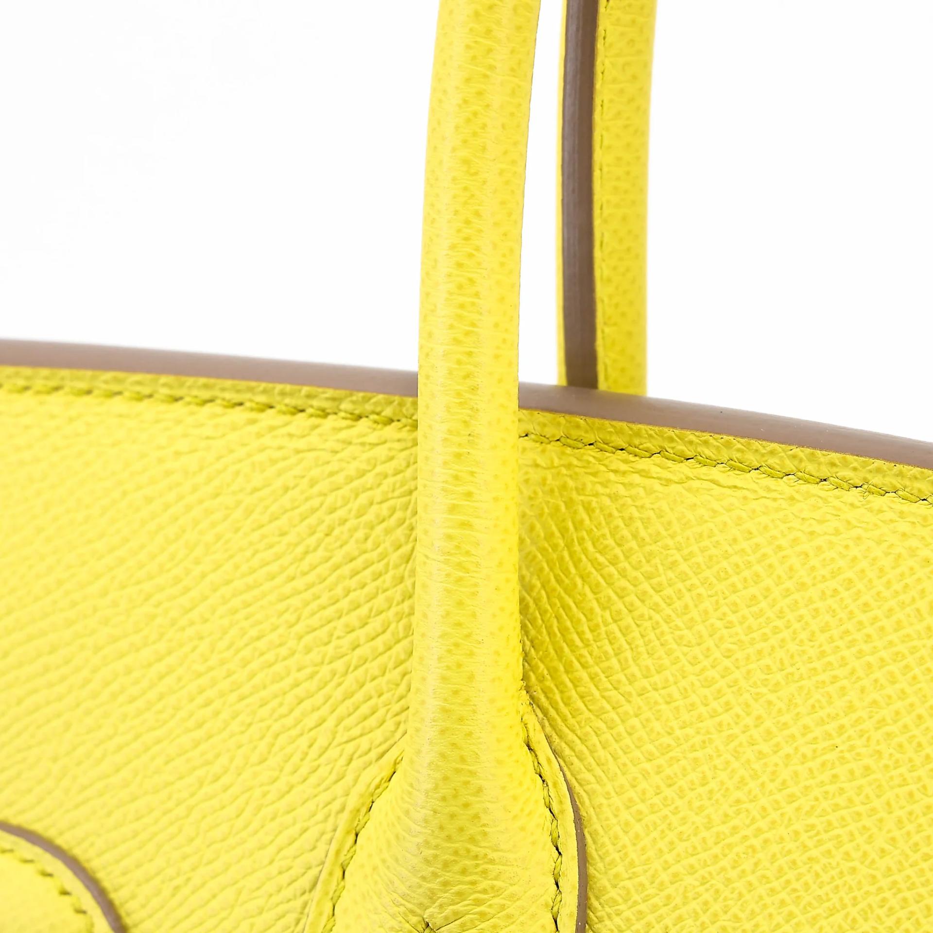 Very Good ( Rank A) HERMÈS Birkin 30 Lime (9R) Epsom Gold hardware Square Q (2013) - 8
