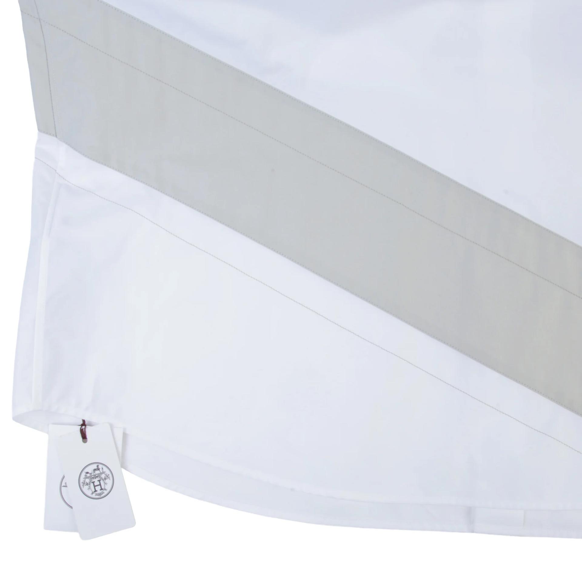 Brand New ( Rank N ) HERMÈS Jockey Boxy fit shirt White Gray Cotton - 5