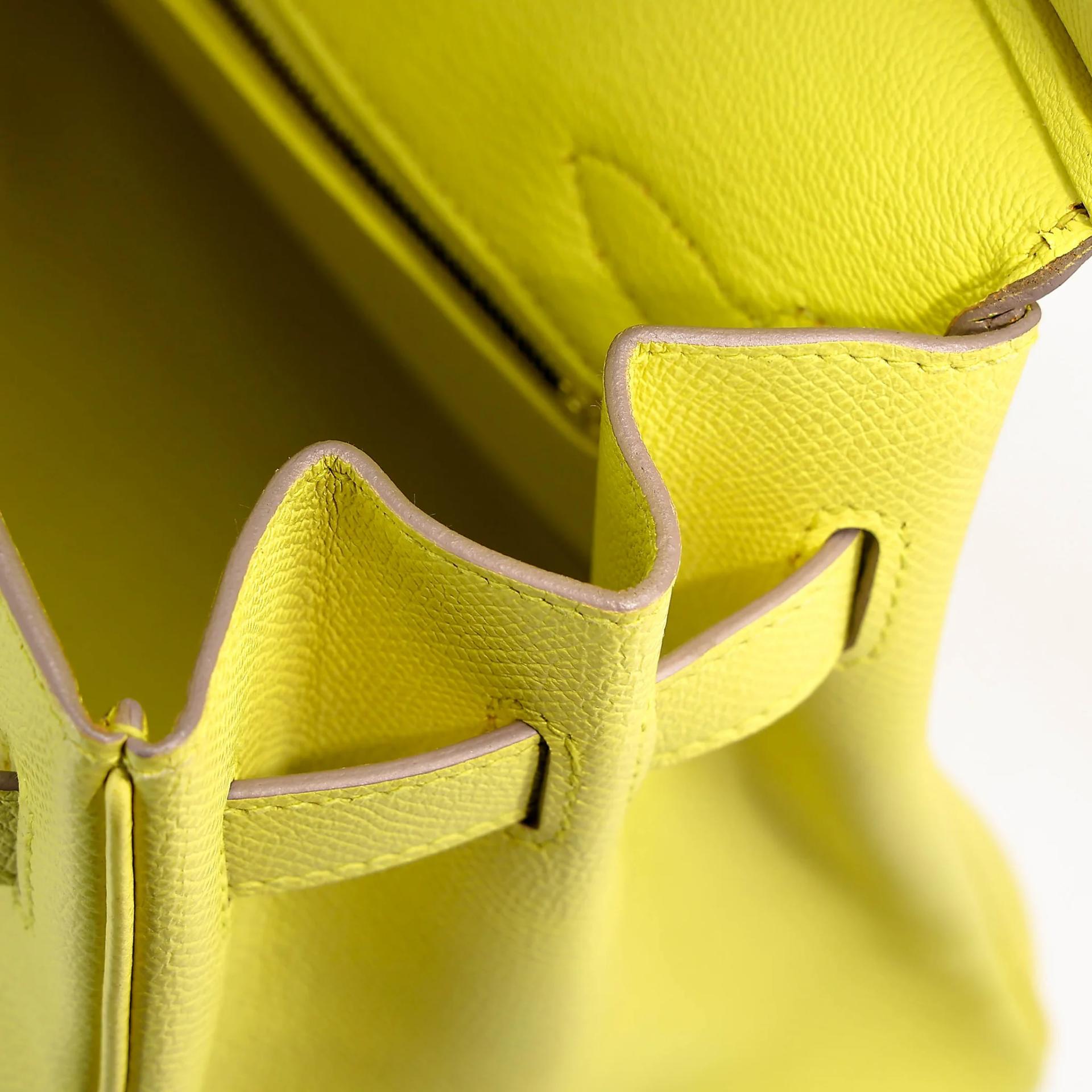 Very Good ( Rank A) HERMÈS Birkin 30 Lime (9R) Epsom Gold hardware Square Q (2013) - 27