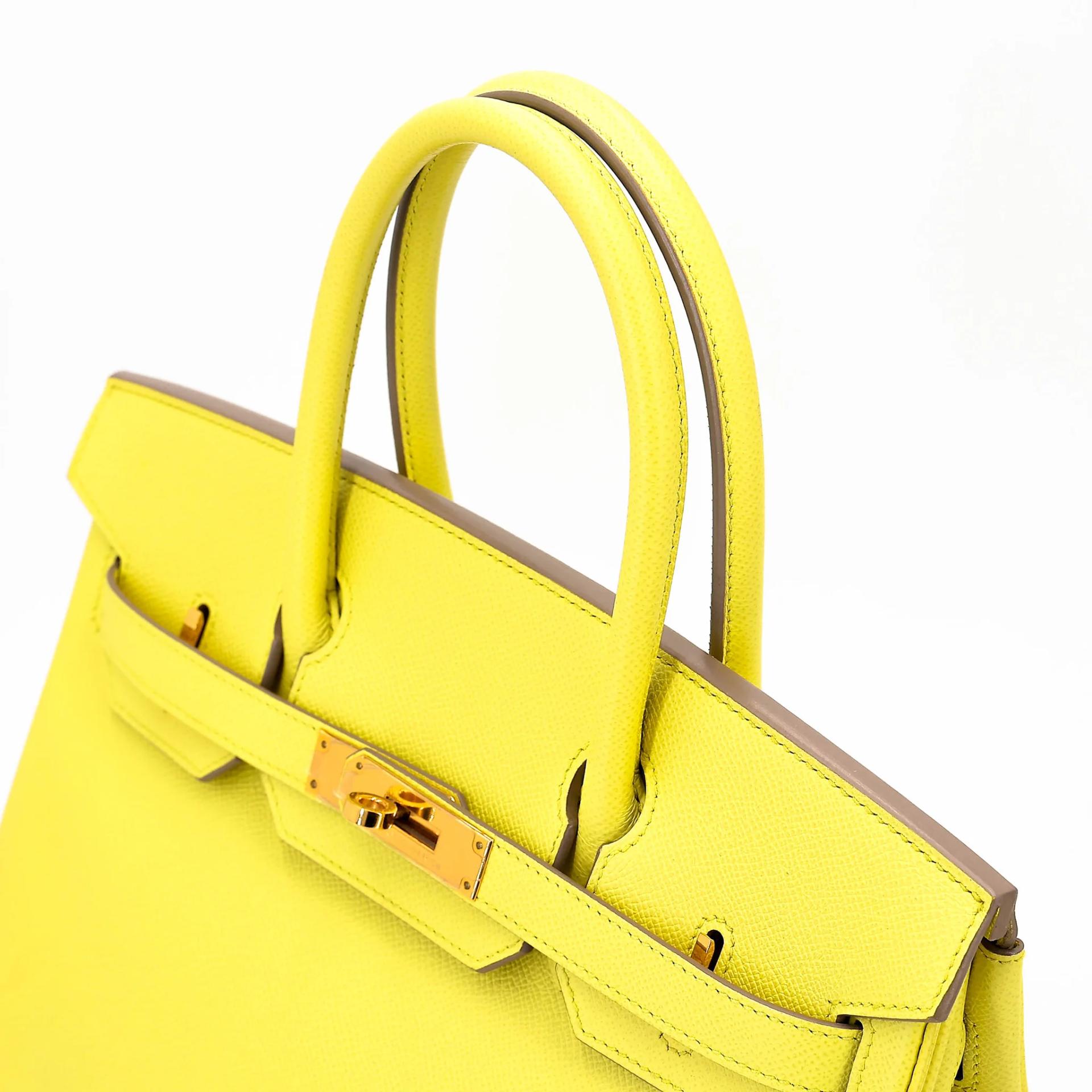 Very Good ( Rank A) HERMÈS Birkin 30 Lime (9R) Epsom Gold hardware Square Q (2013) - 3