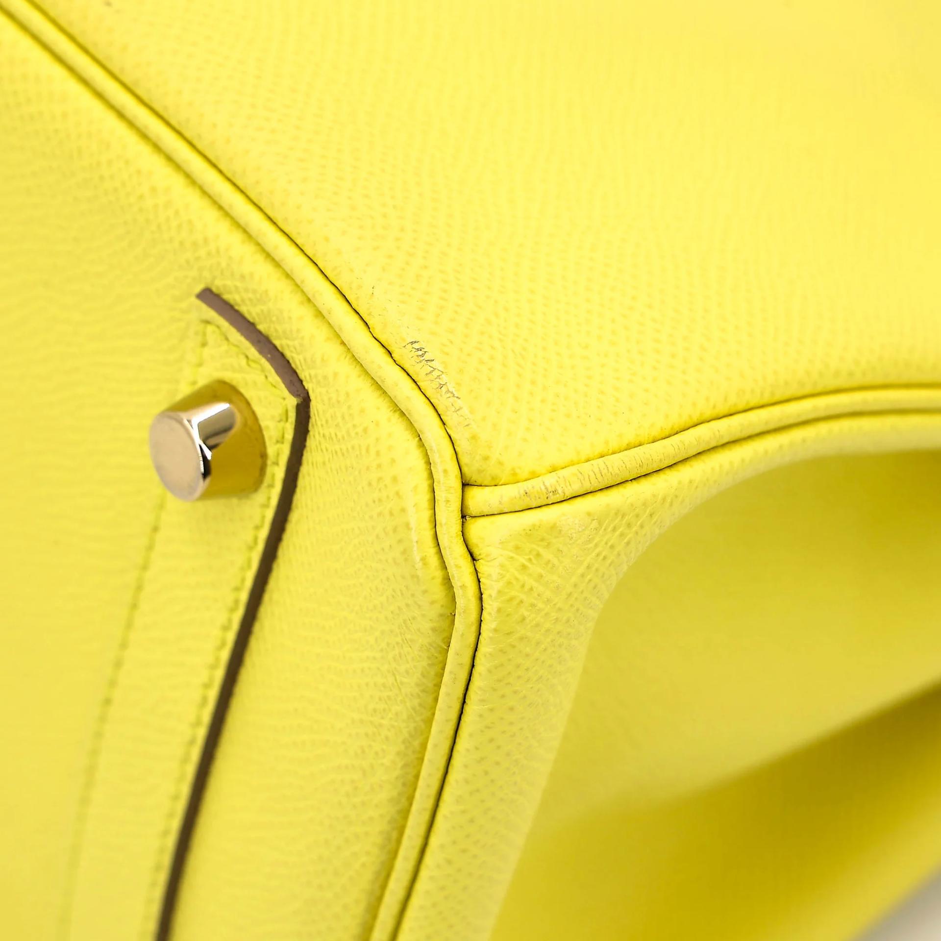 Very Good ( Rank A) HERMÈS Birkin 30 Lime (9R) Epsom Gold hardware Square Q (2013) - 17
