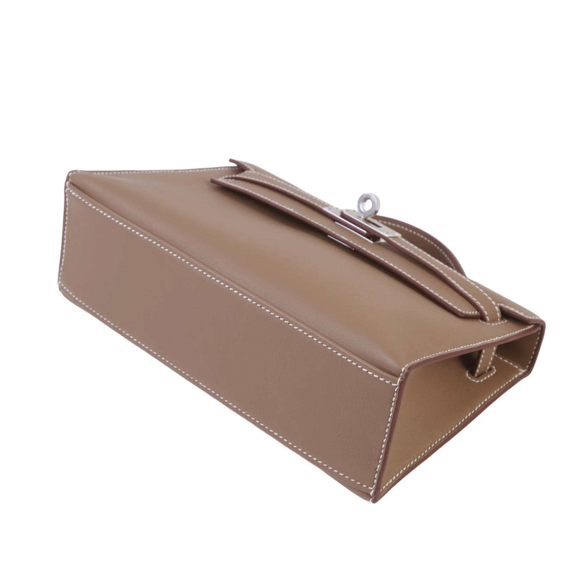 Brand New ( Rank N ) HERMÈS Kelly Pochette Etoupe (18) Swift Palladium hardware G (2026) - 5