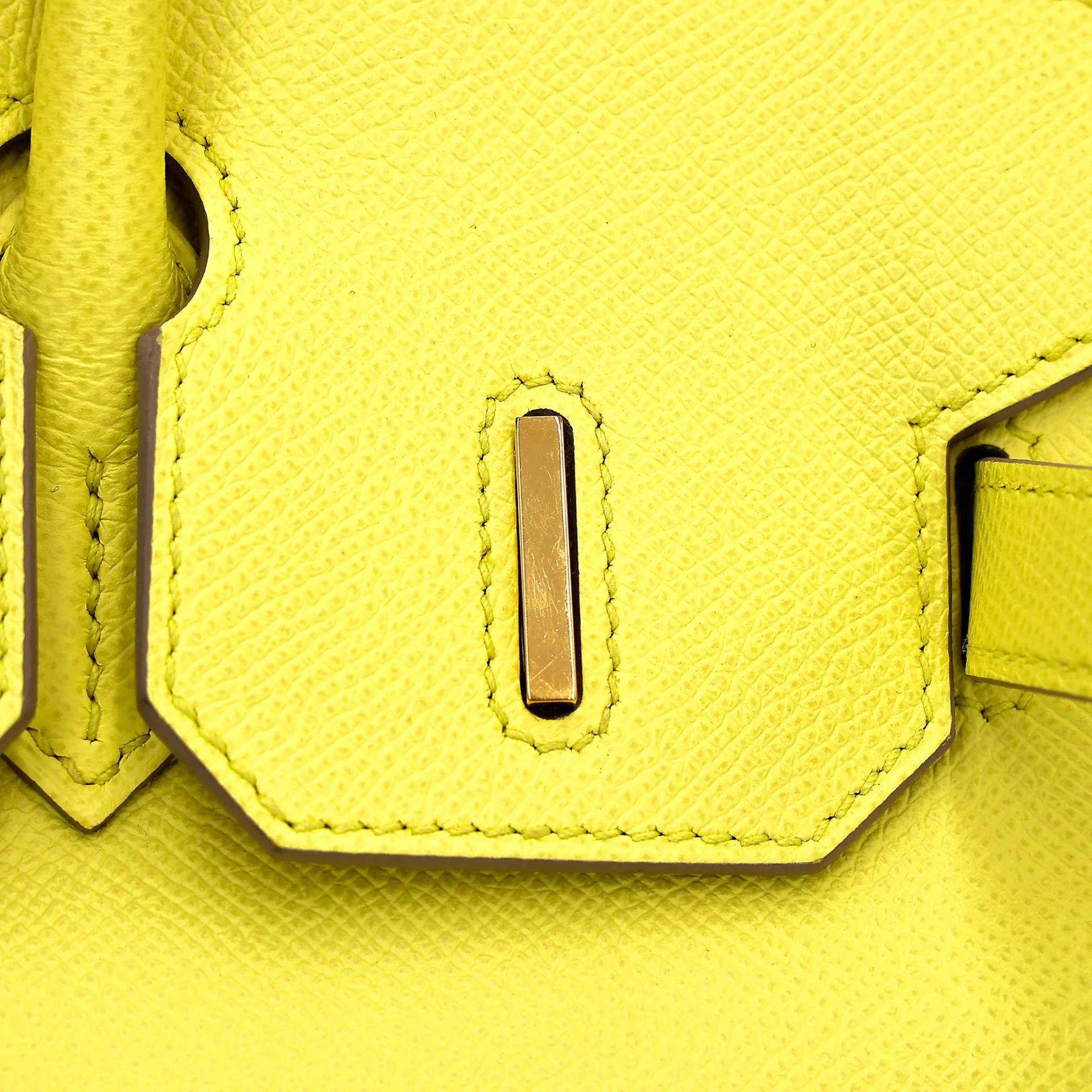 Very Good ( Rank A) HERMÈS Birkin 30 Lime (9R) Epsom Gold hardware Square Q (2013) - 22