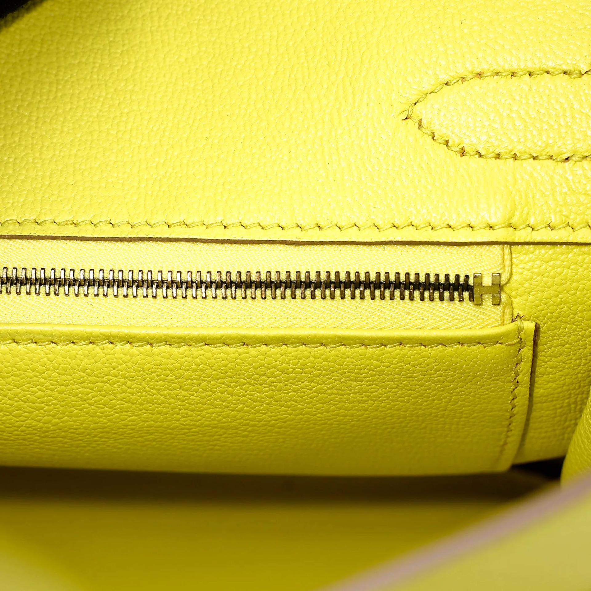 Very Good ( Rank A) HERMÈS Birkin 30 Lime (9R) Epsom Gold hardware Square Q (2013) - 26
