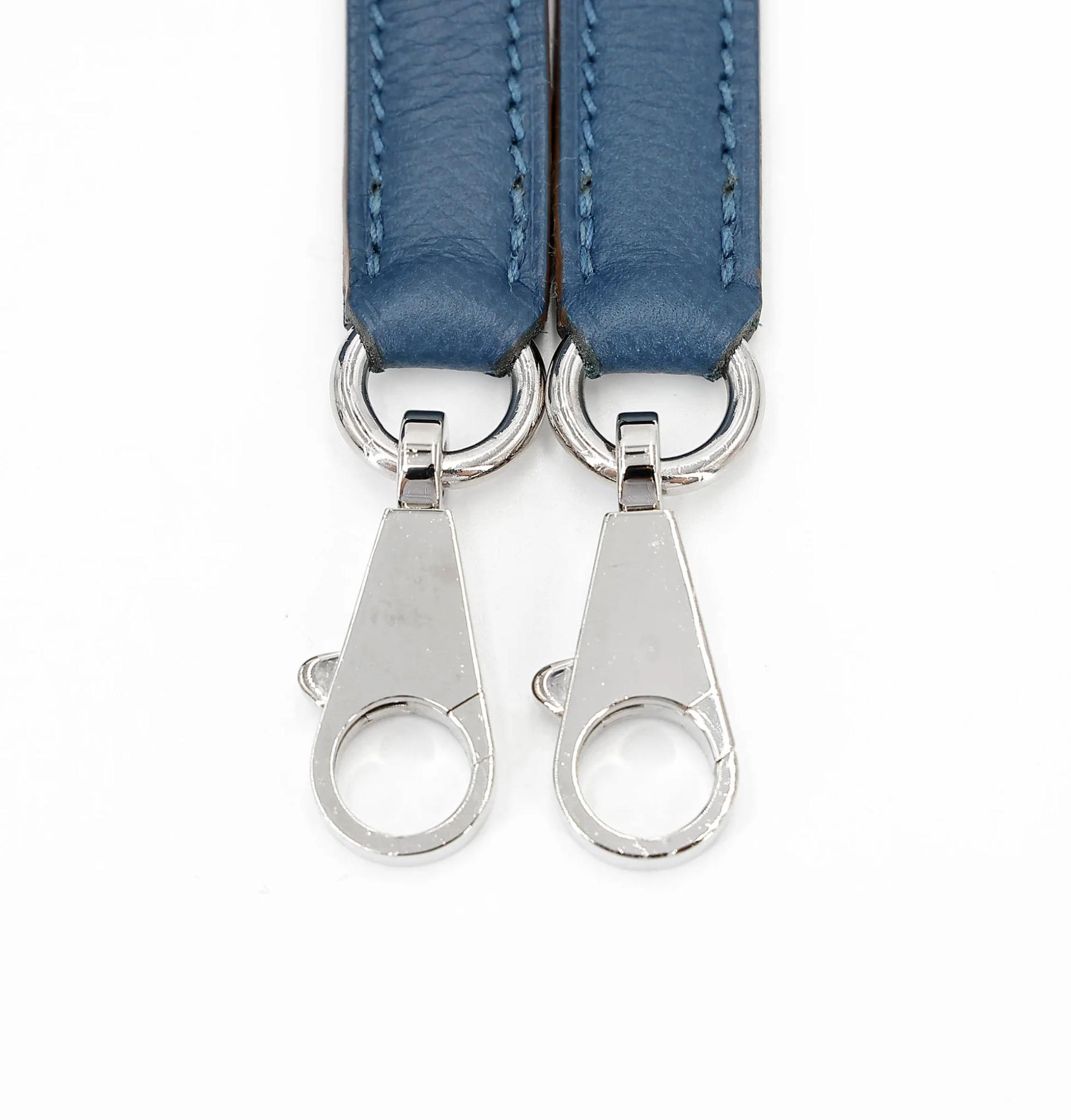 Very Good ( Rank A) HERMÈS Limited Edition Kelly 35 Flag White (01) Bleu Thalassa (7A) Epsom Palladium hardware Square R (2014) - 26