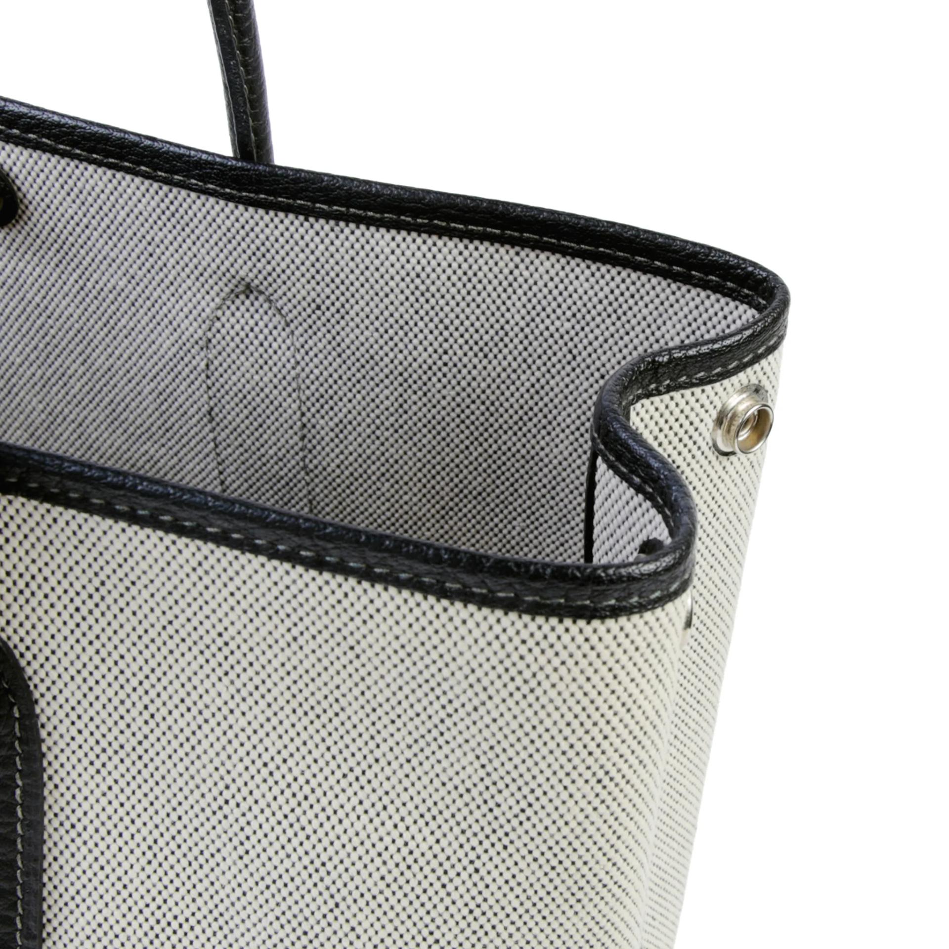 Good ( Rank AB) HERMÈS Garden Party TPM Noir (89) Ecru Negonda Canvas Palladium hardware Square R (2014) - 9