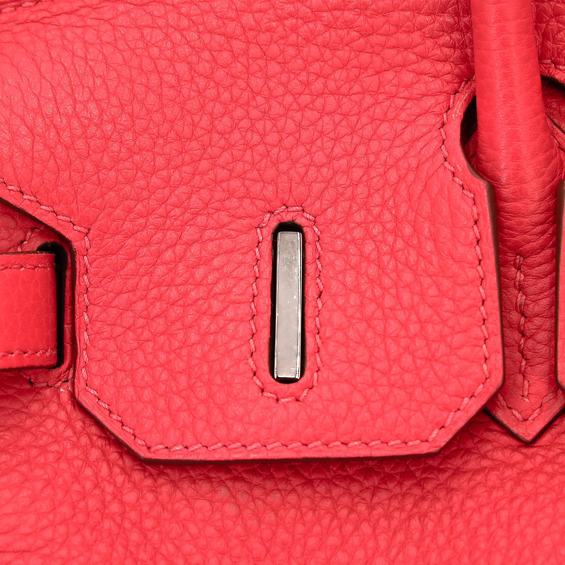 Very Good ( Rank A) HERMÈS Birkin 30 Rose Jaipur (T5) Clemence Palladium hardware Square H (2004) - 14
