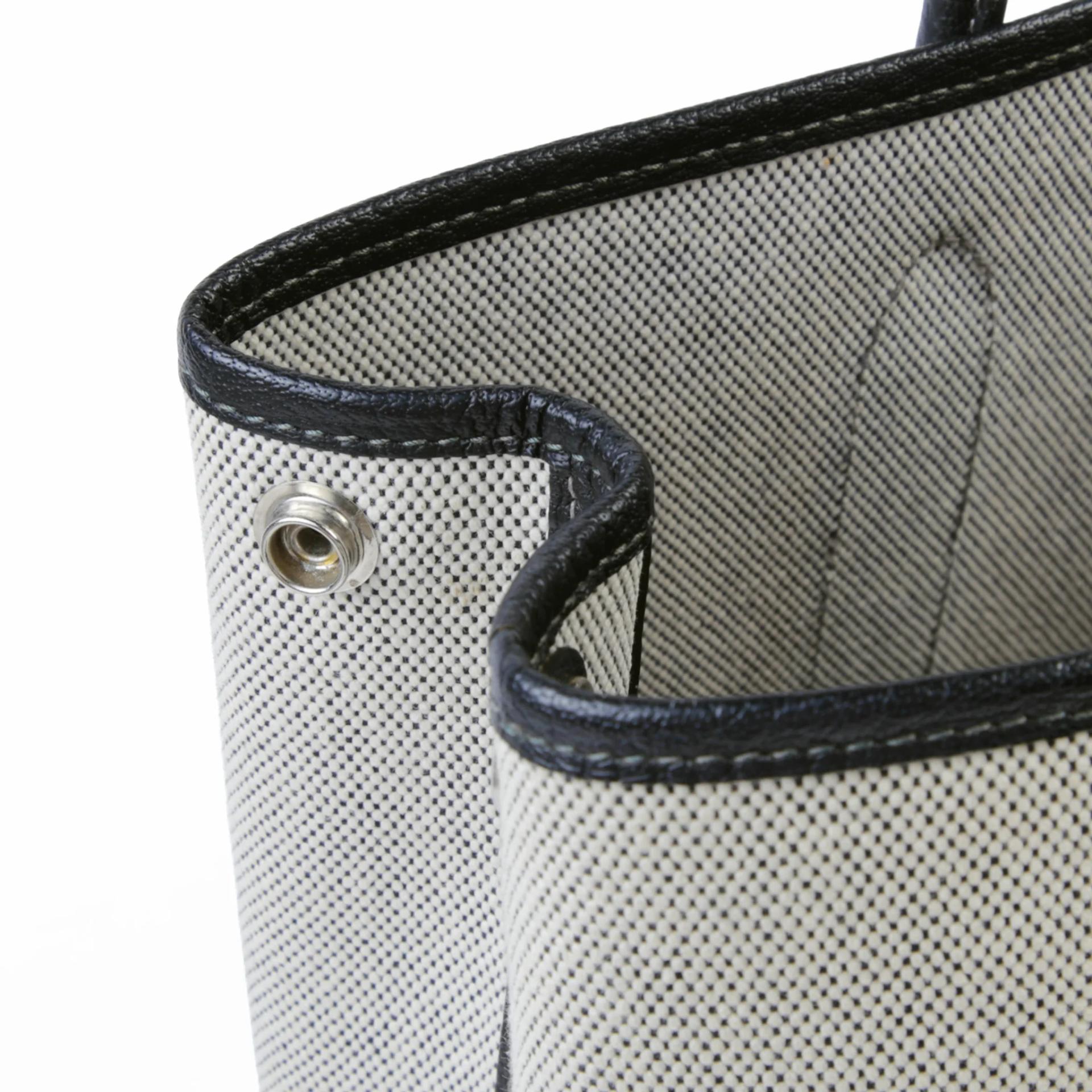 Good ( Rank AB) HERMÈS Garden Party TPM Noir (89) Ecru Negonda Canvas Palladium hardware Square R (2014) - 10