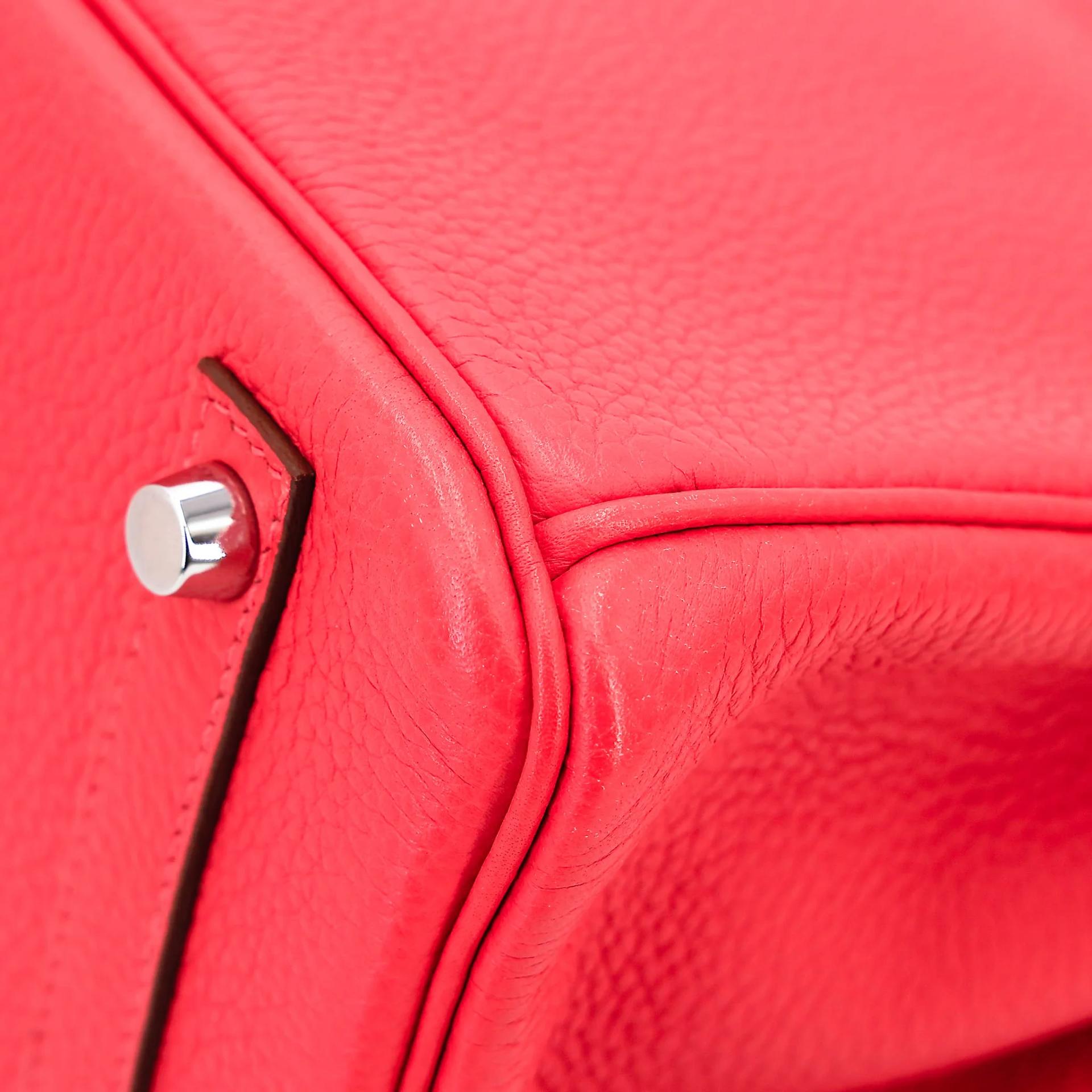 Very Good ( Rank A) HERMÈS Birkin 30 Rose Jaipur (T5) Clemence Palladium hardware Square H (2004) - 10