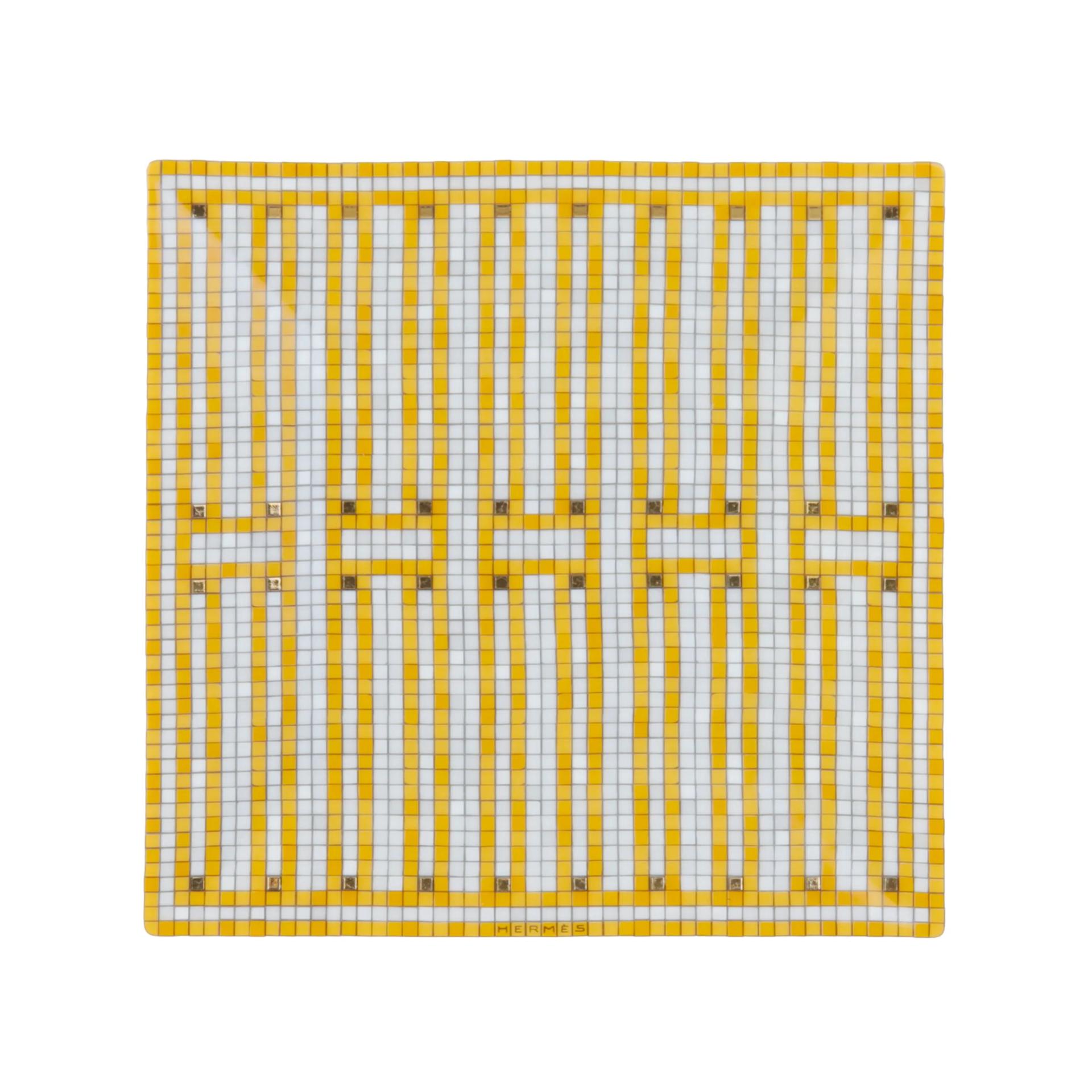 Unused ( Rank NS ) HERMÈS Mosaique au 24 gold square plate n°2 Yellow - 1